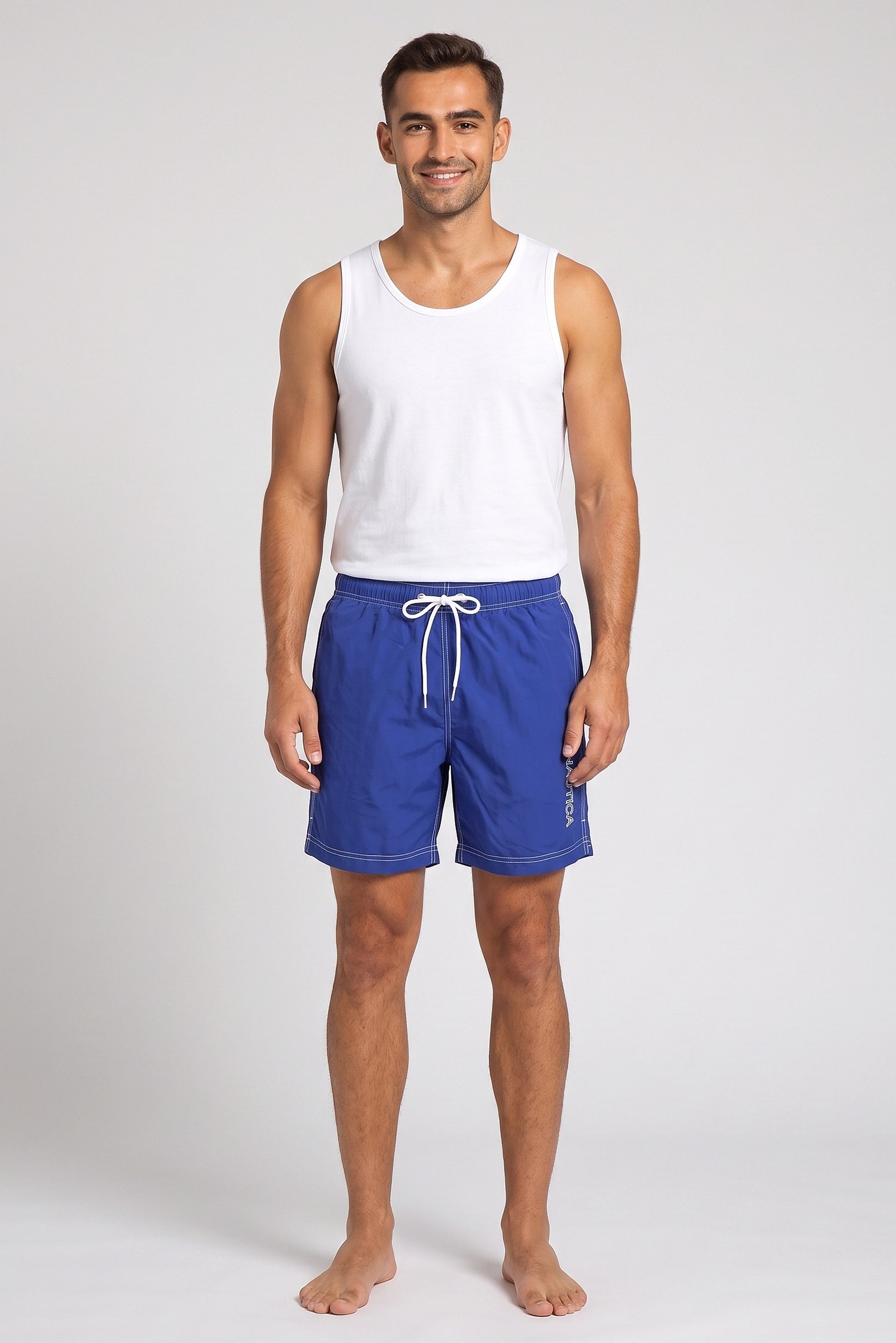 Men Brand Logo Board Shorts, Royal Blue