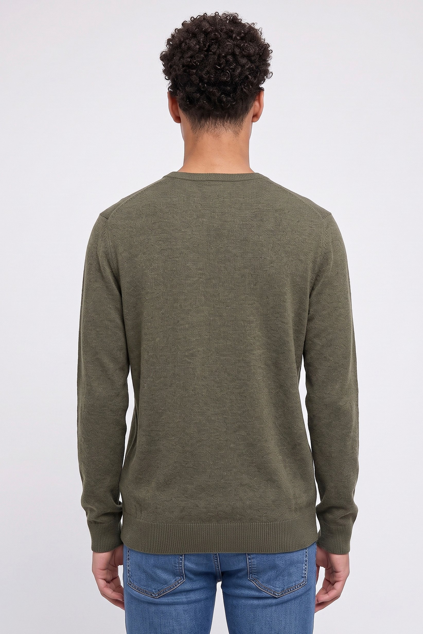 Men Crew Neck Heather Sweater, Olive