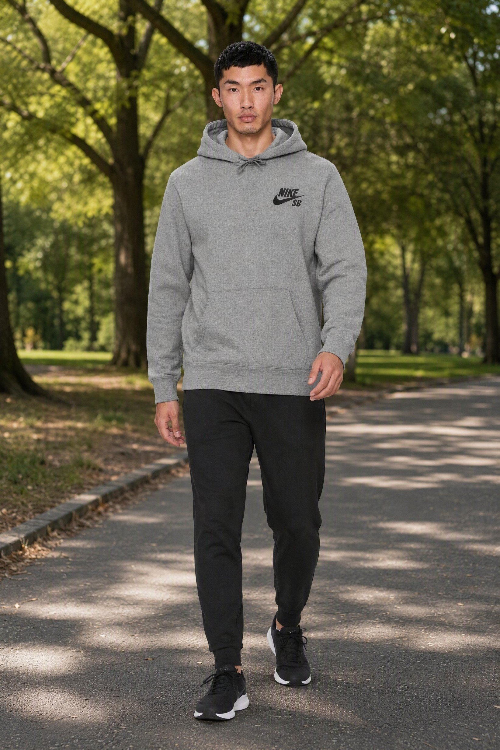 Men Sportswear Fit Long Sleeve Outdoor Hoodie, Grey