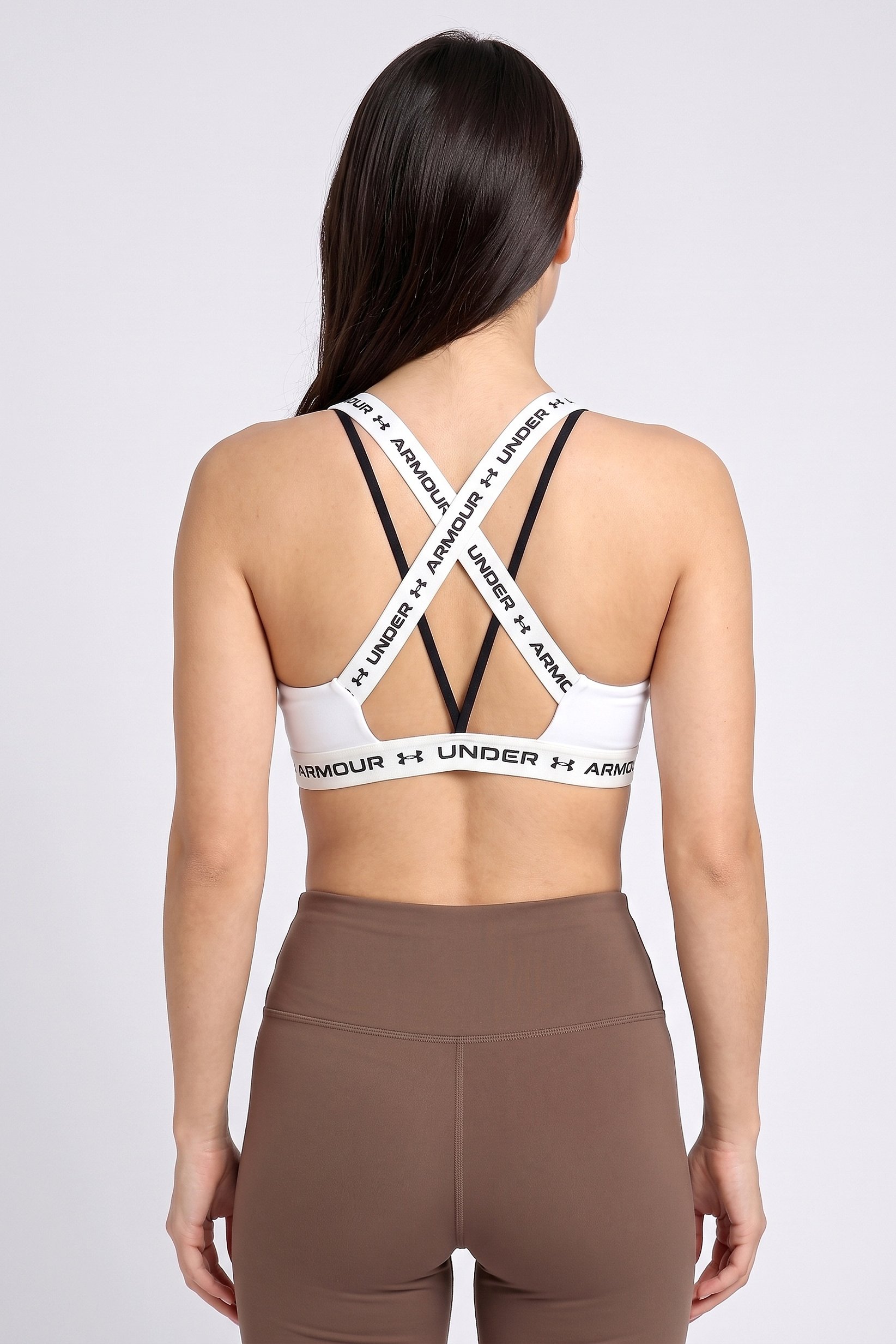 Women Brand Logo Padded Training Sports Bra, White