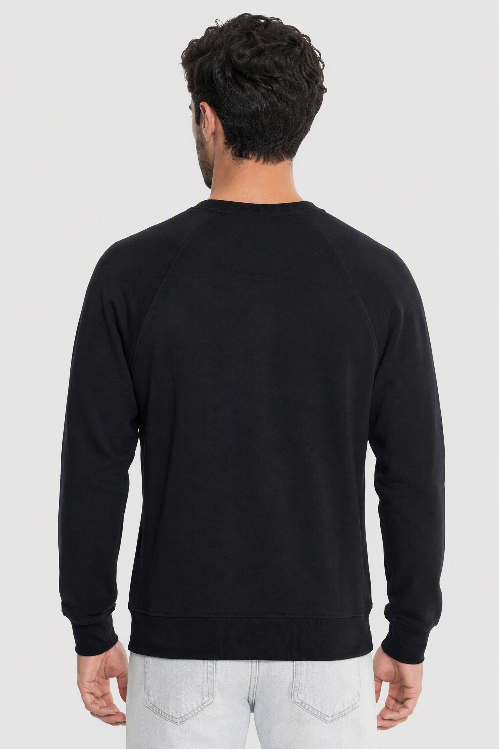 Men Crew Neck Brand Logo Long Sleeve Sweatshirt, Navy