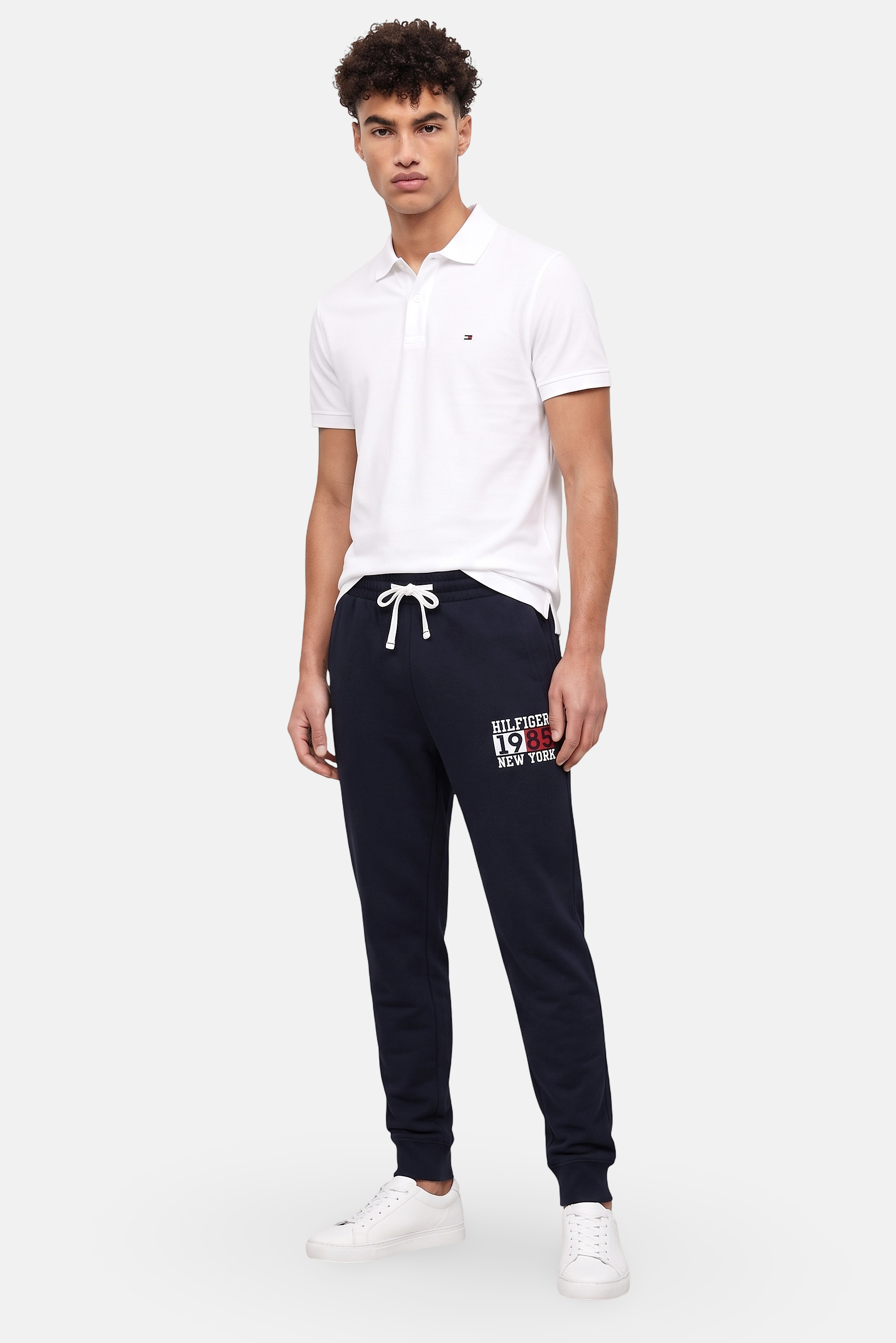 Men Regular Fit Brand Logo Jogger Pants, Dark Navy