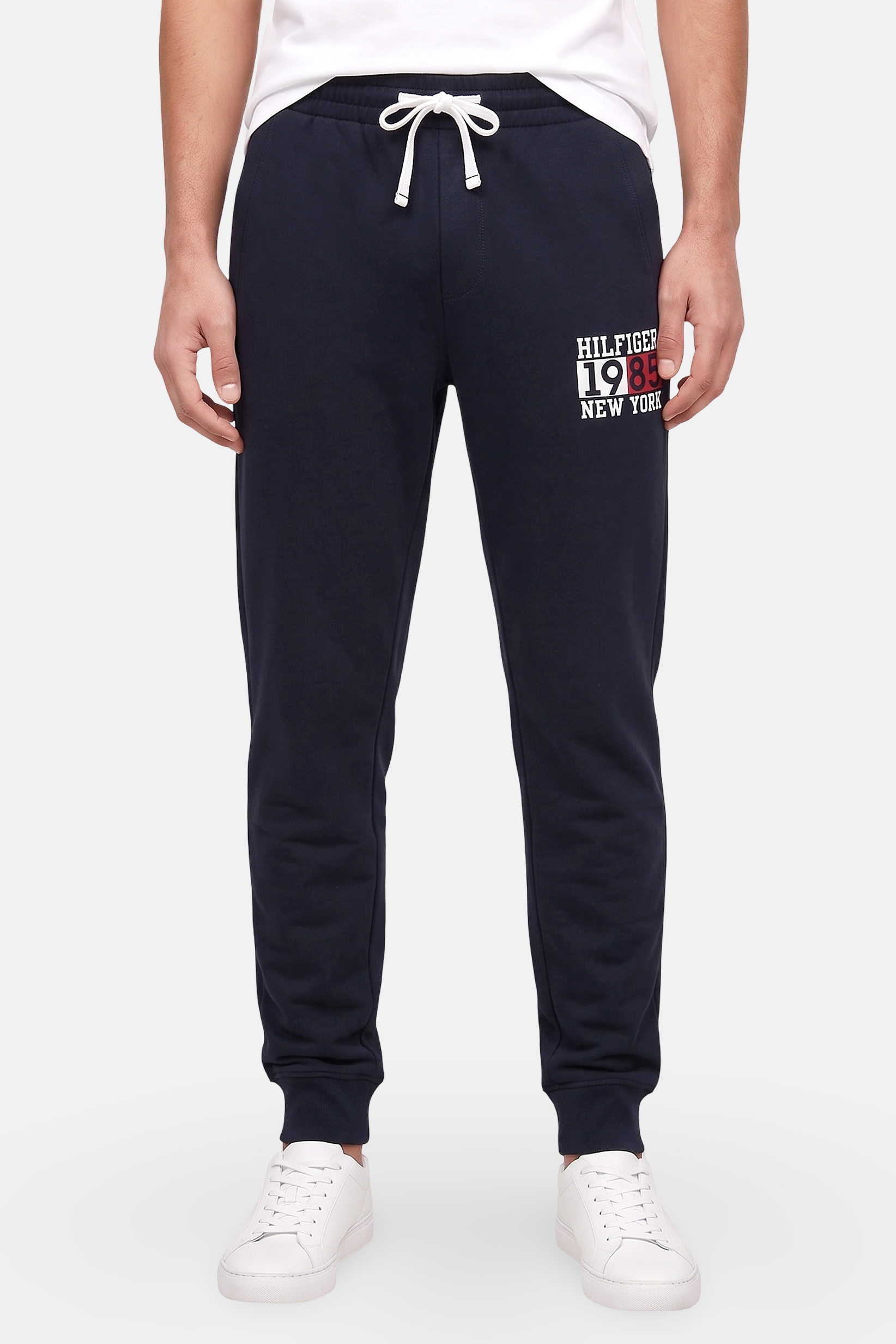 Men Regular Fit Brand Logo Jogger Pants, Dark Navy