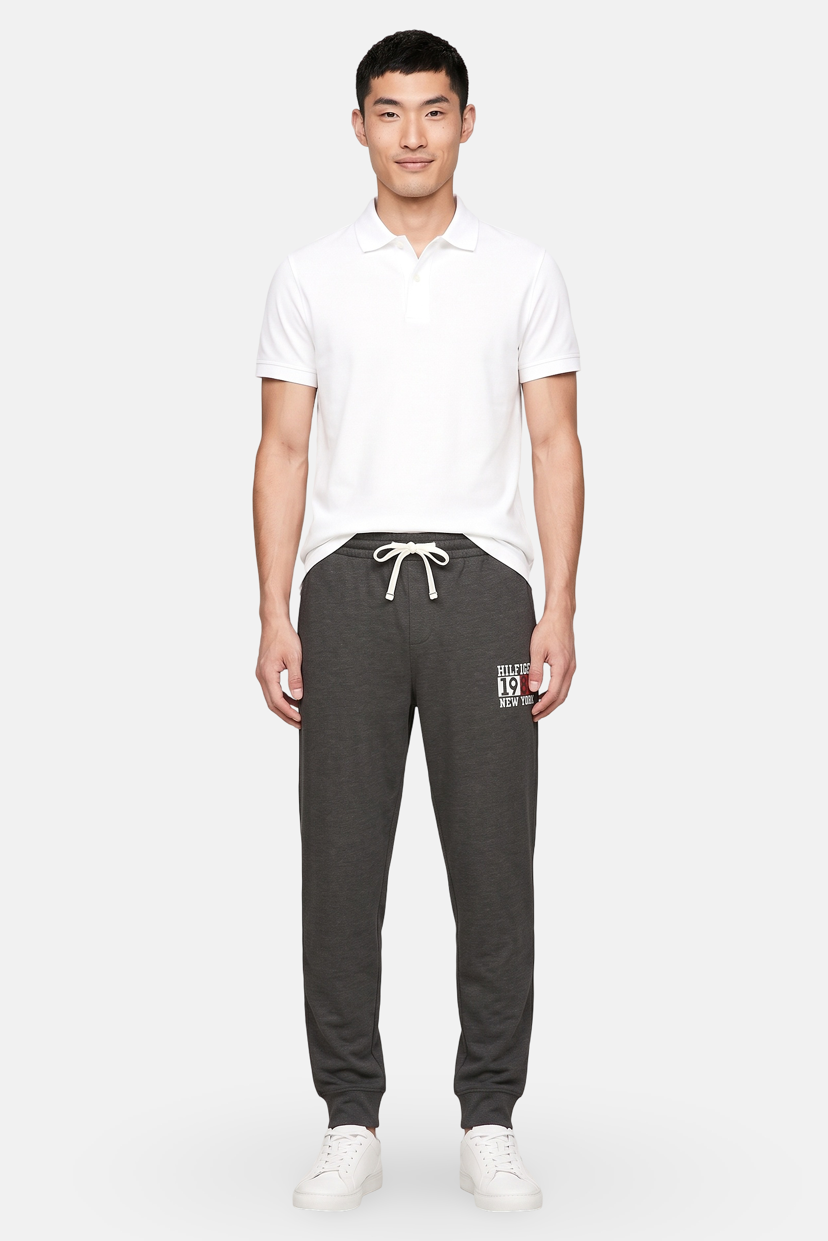Men Regular Fit Brand Logo Jogger Pants, Dark Grey