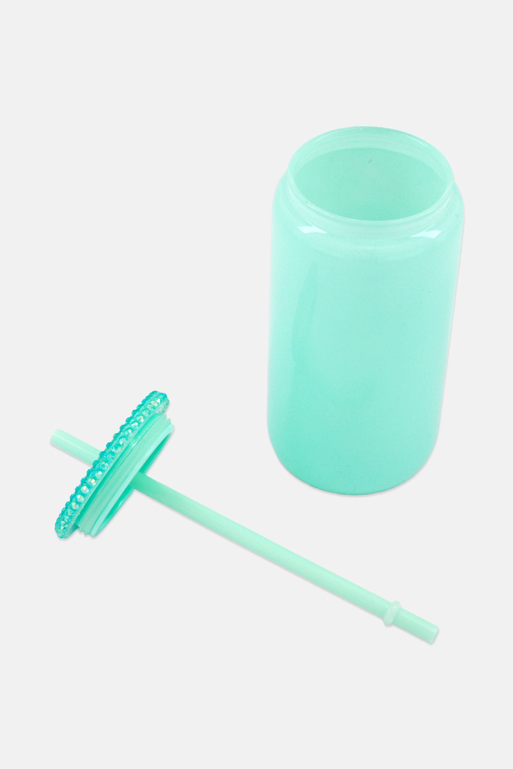 Sipper With Beaded Lid And Straw, Mint Green