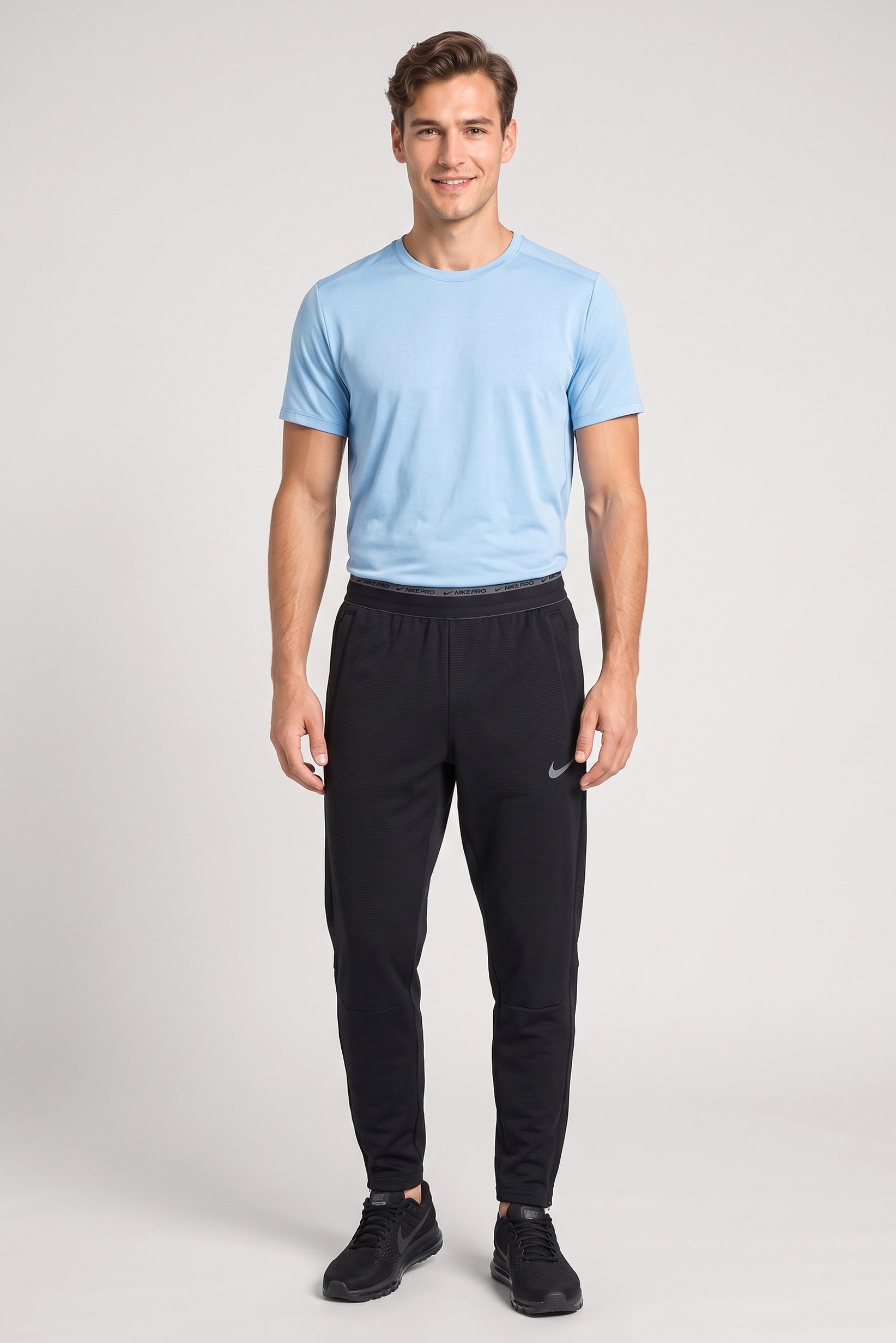 Men Standard Fit Training Track Pants, Black