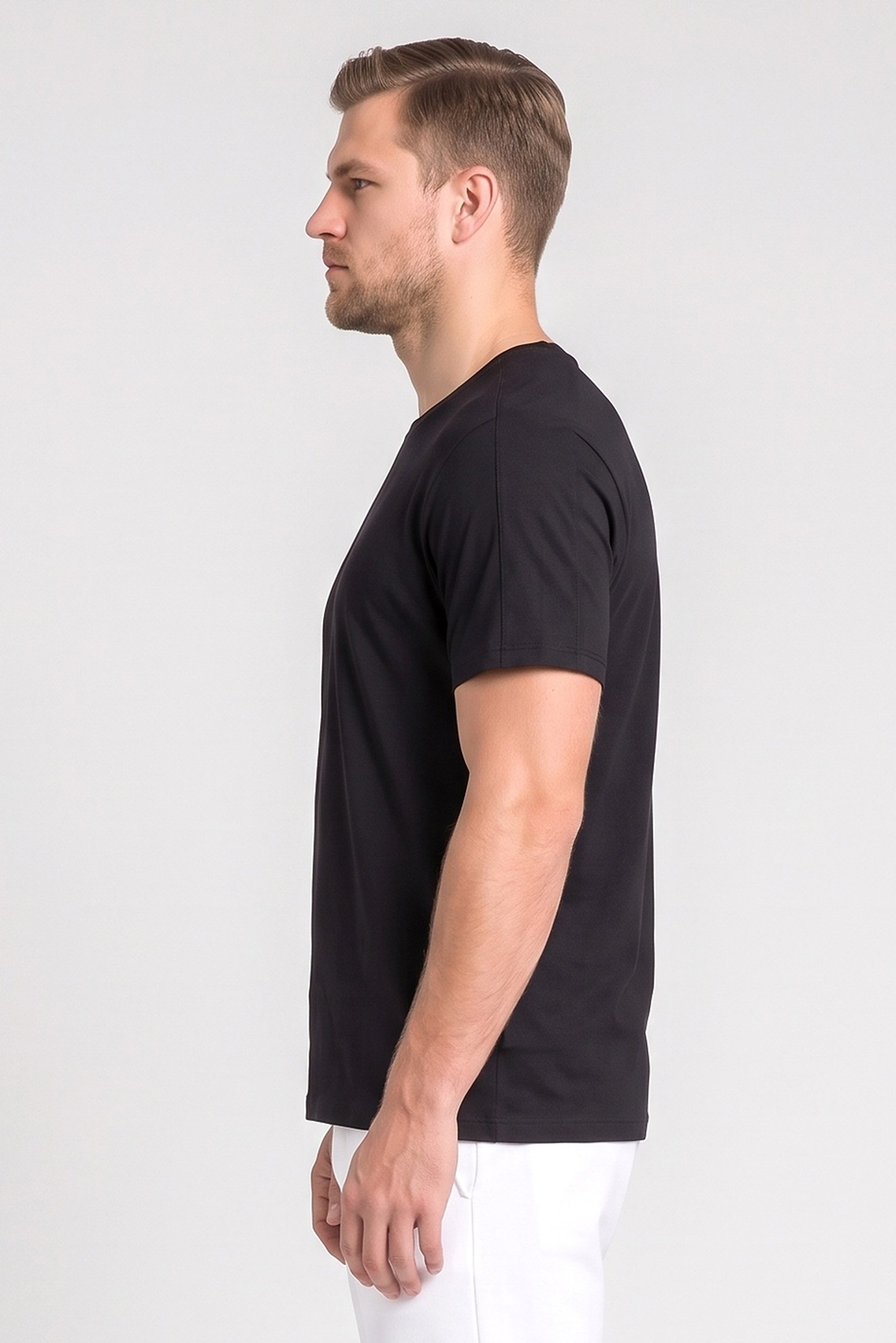 Men Dri Fit Short Sleeve Yoga T-Shirt, Black