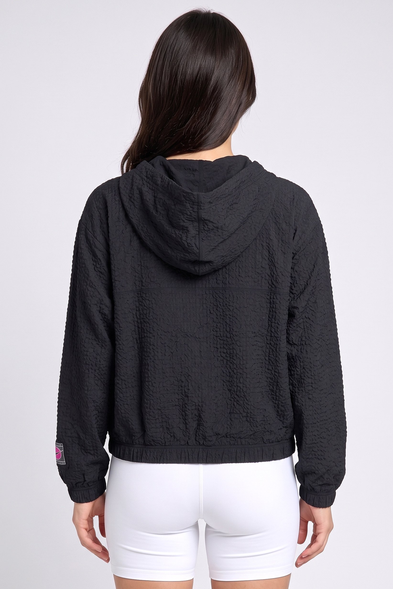 Women Oversized Fit Long Sleeve Running Hoodie, Black