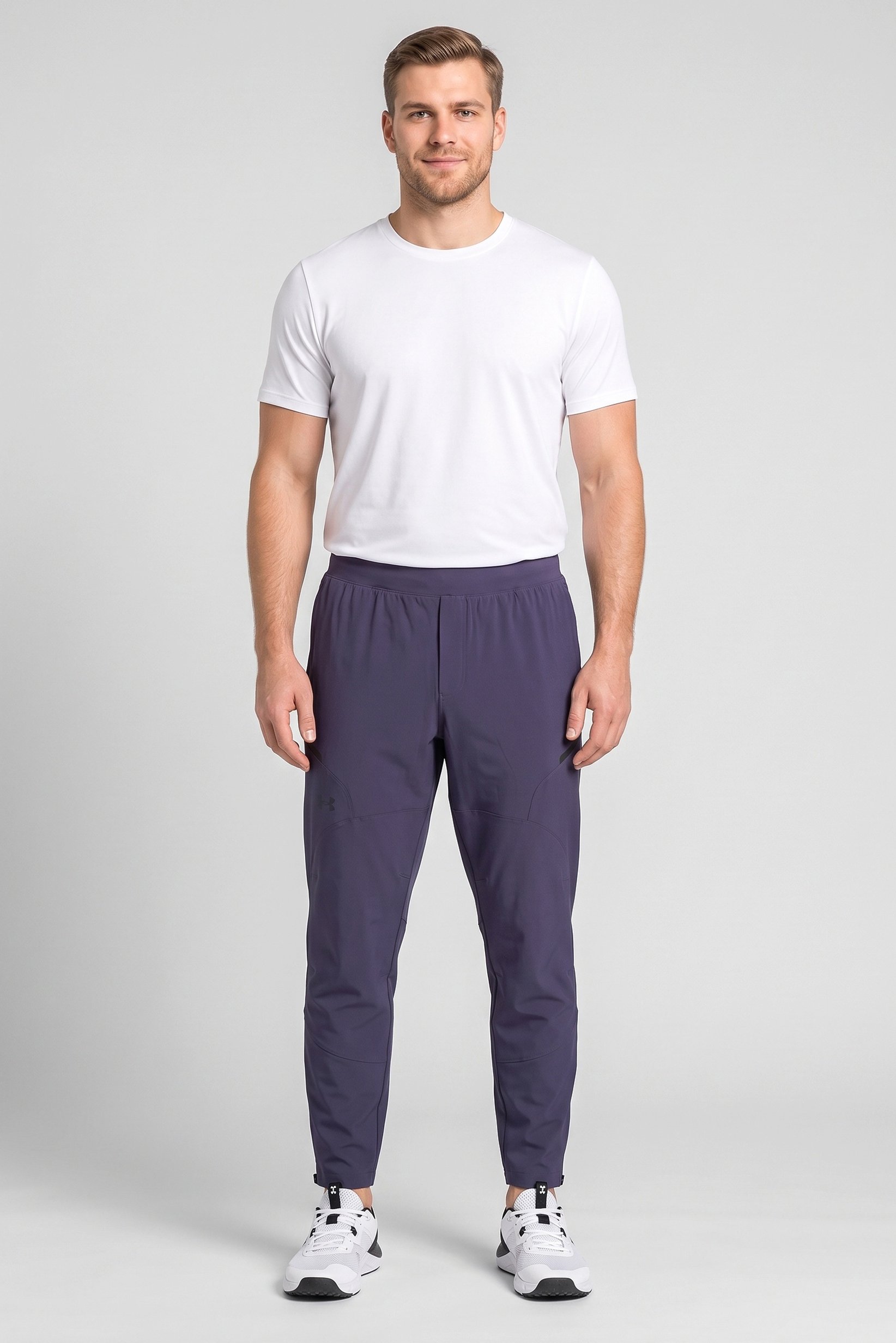 Men Fitted Brand Logo Outdoor Pants, Dusty Purple