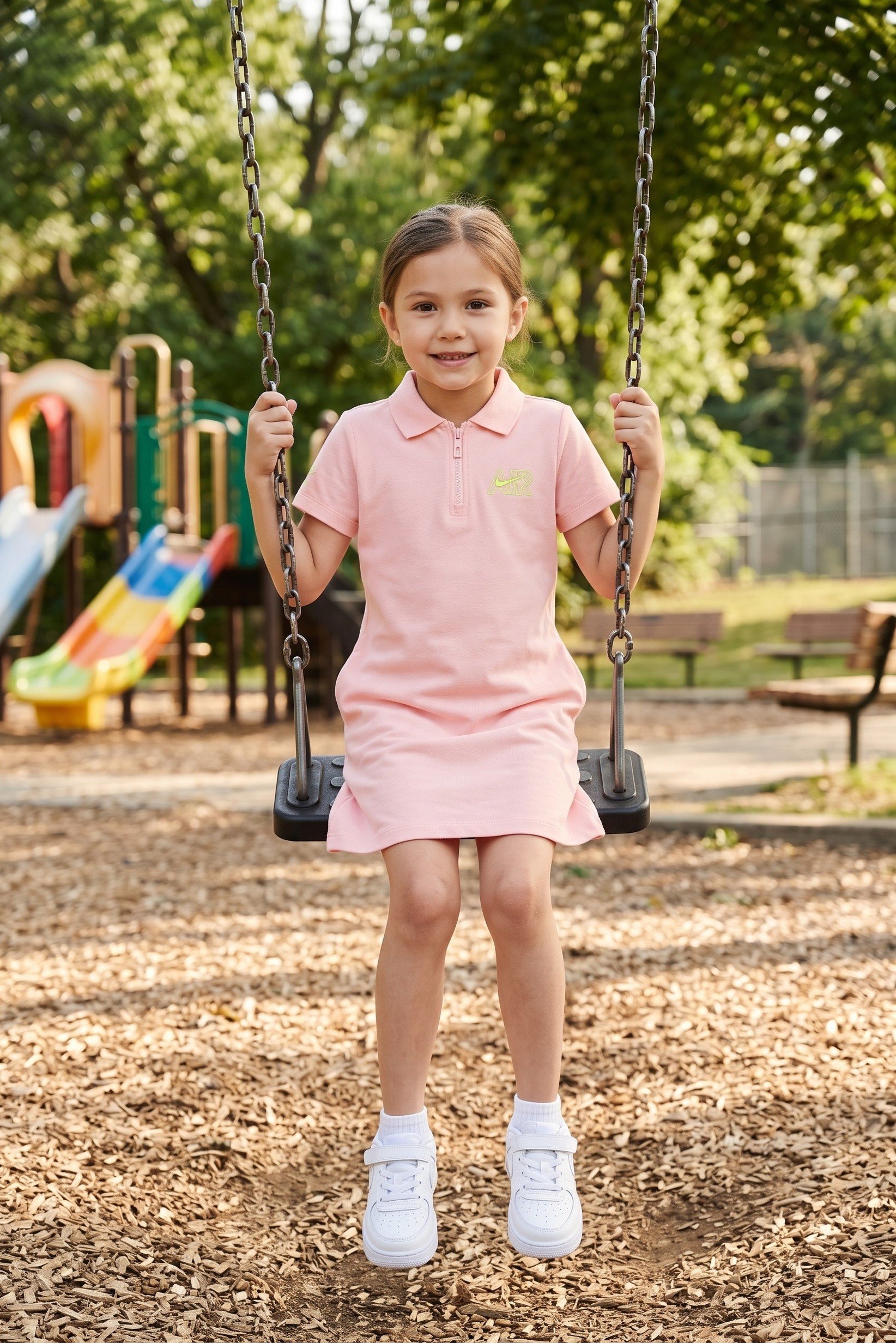 Kids Girl Sportswear Fit Short Sleeve Outdoor Dress, Pink