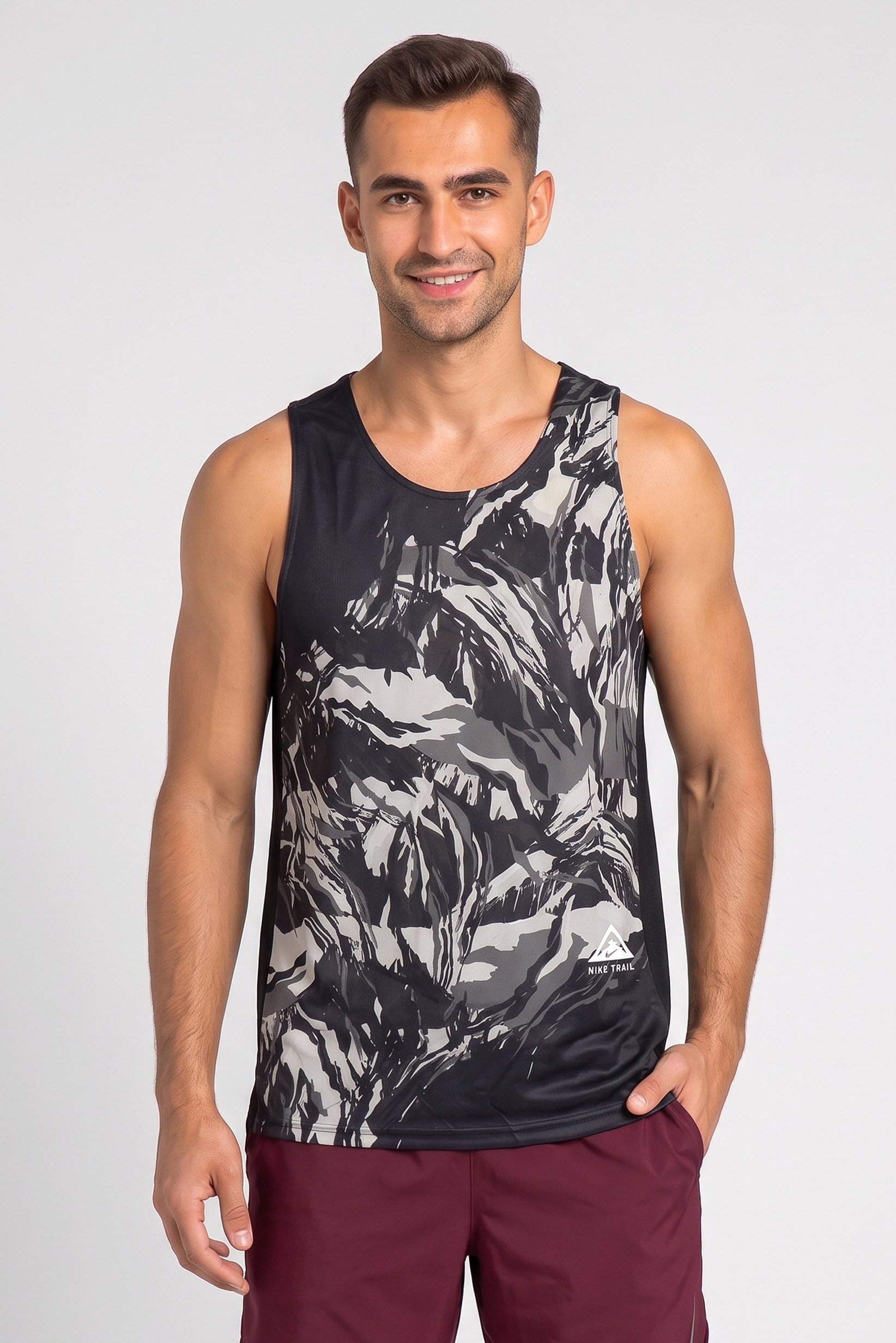 Men Dri Fit Camouflage Sleeveless Running Tank Top, Multicolor