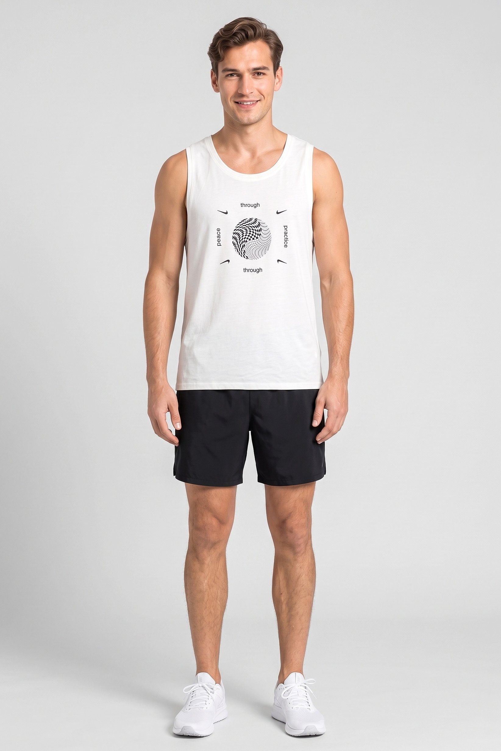 Men Sportswear Fit Sleeveless Outdoor Vest, Off White