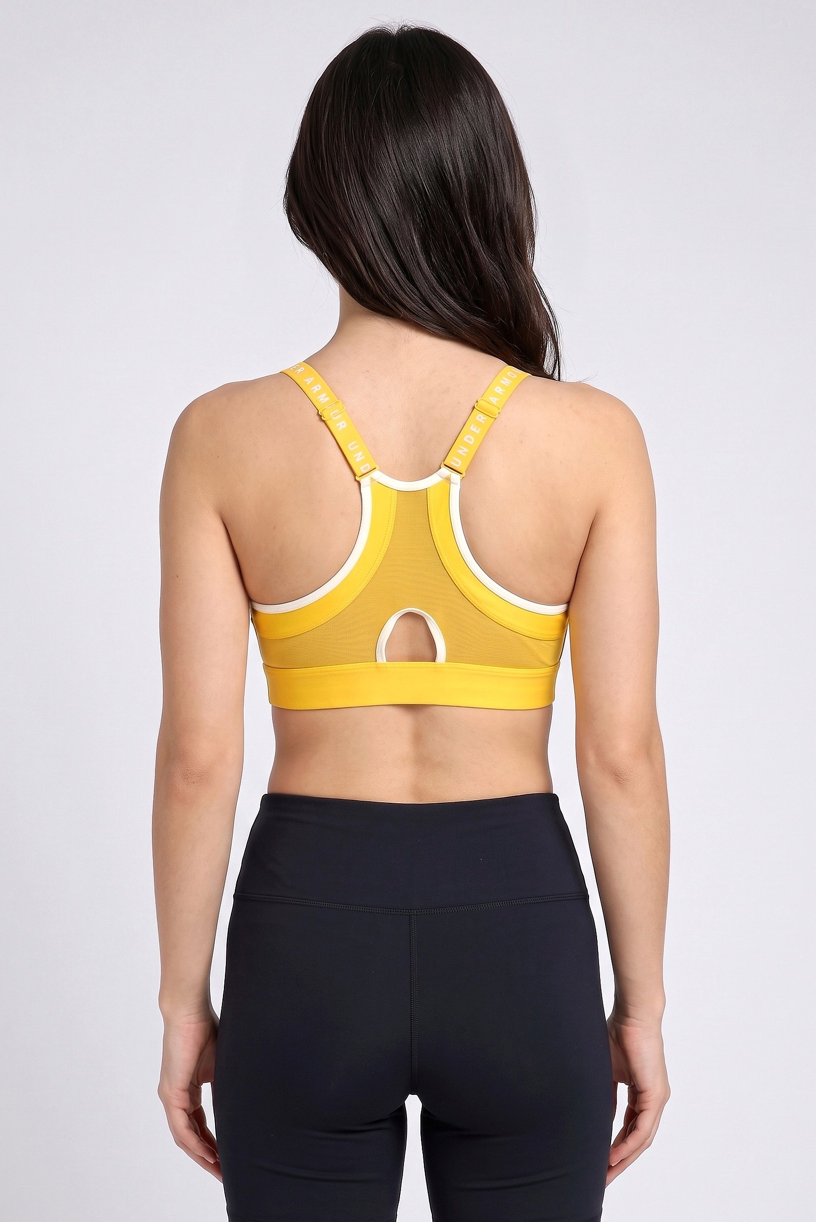 Women Brand Logo Padded Training Sports Bra, Yellow