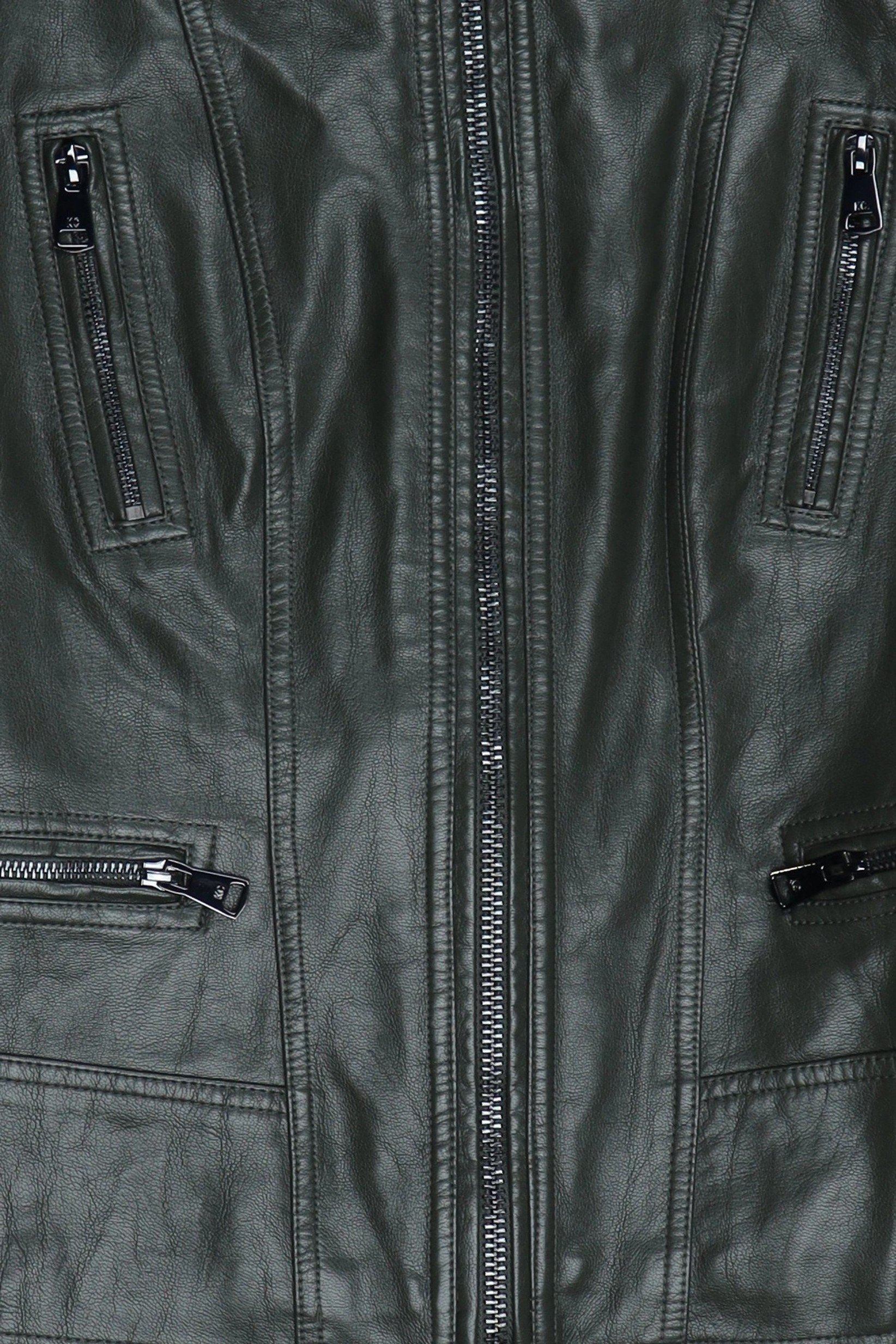 Women Plain Motorcycle Jacket, Dark Green