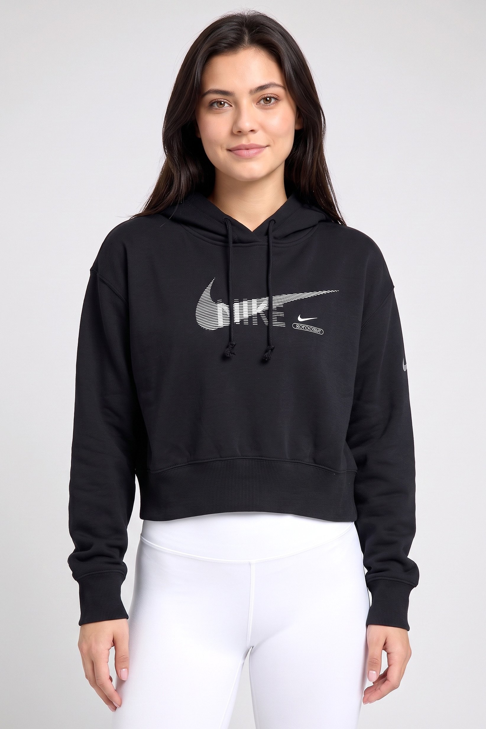 Women Sportswear Fit Brand Logo Outdoor Hoodie, Black