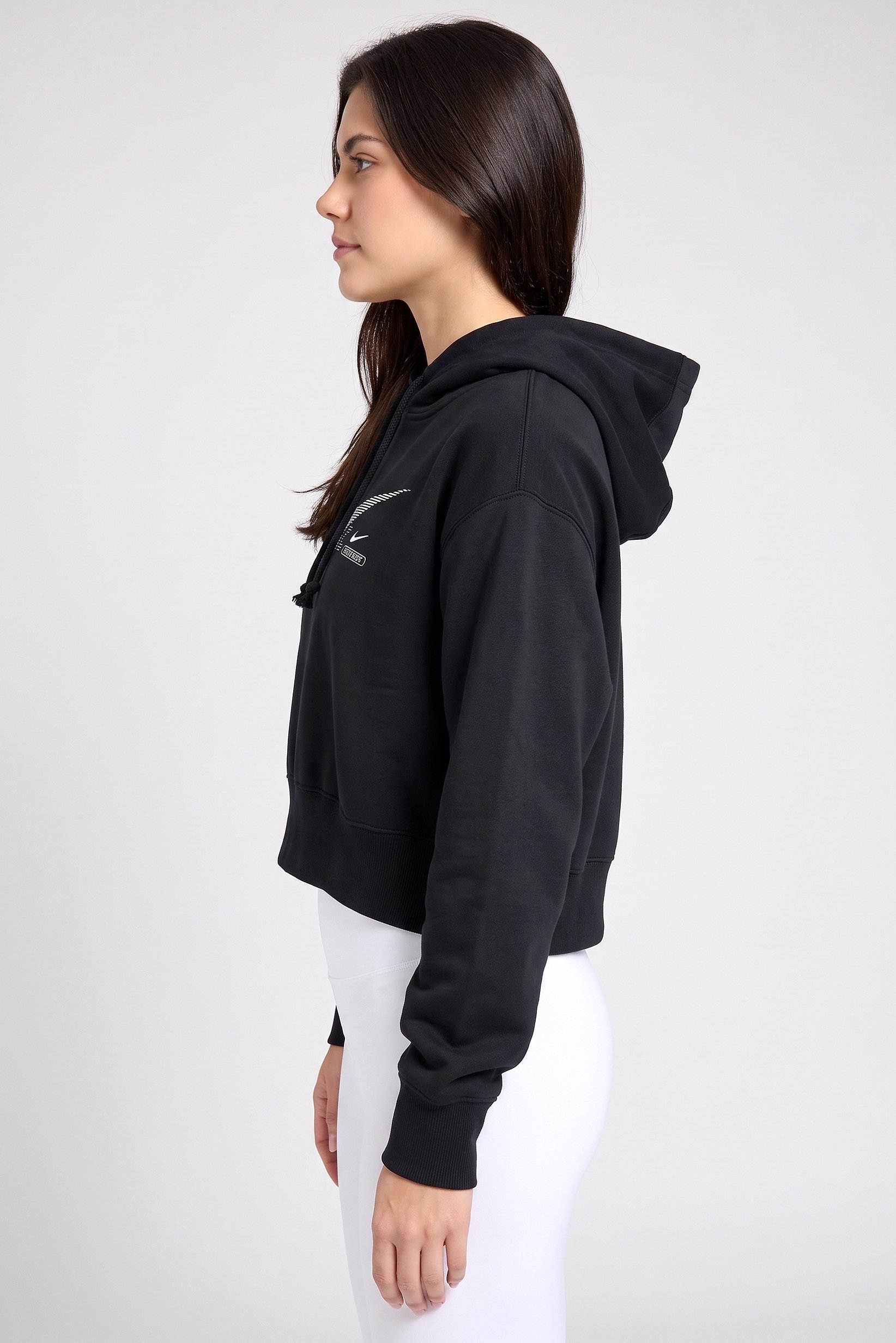 Women Sportswear Fit Brand Logo Outdoor Hoodie, Black