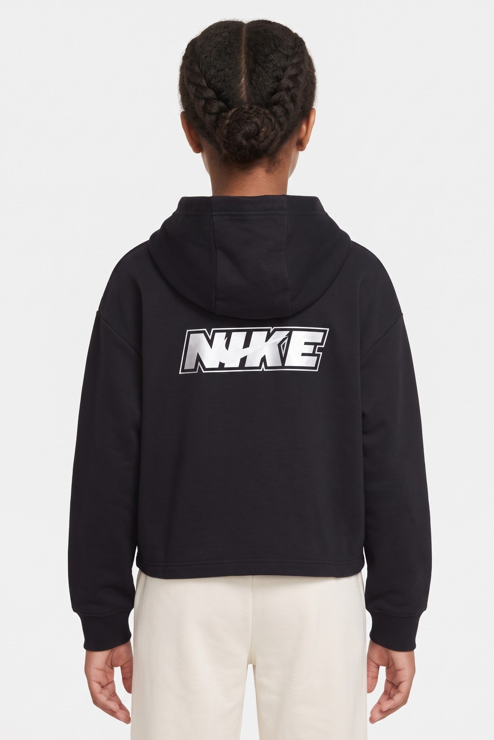 Kids Girl Oversized Fit Long Sleeve Outdoor Hoodie, Black