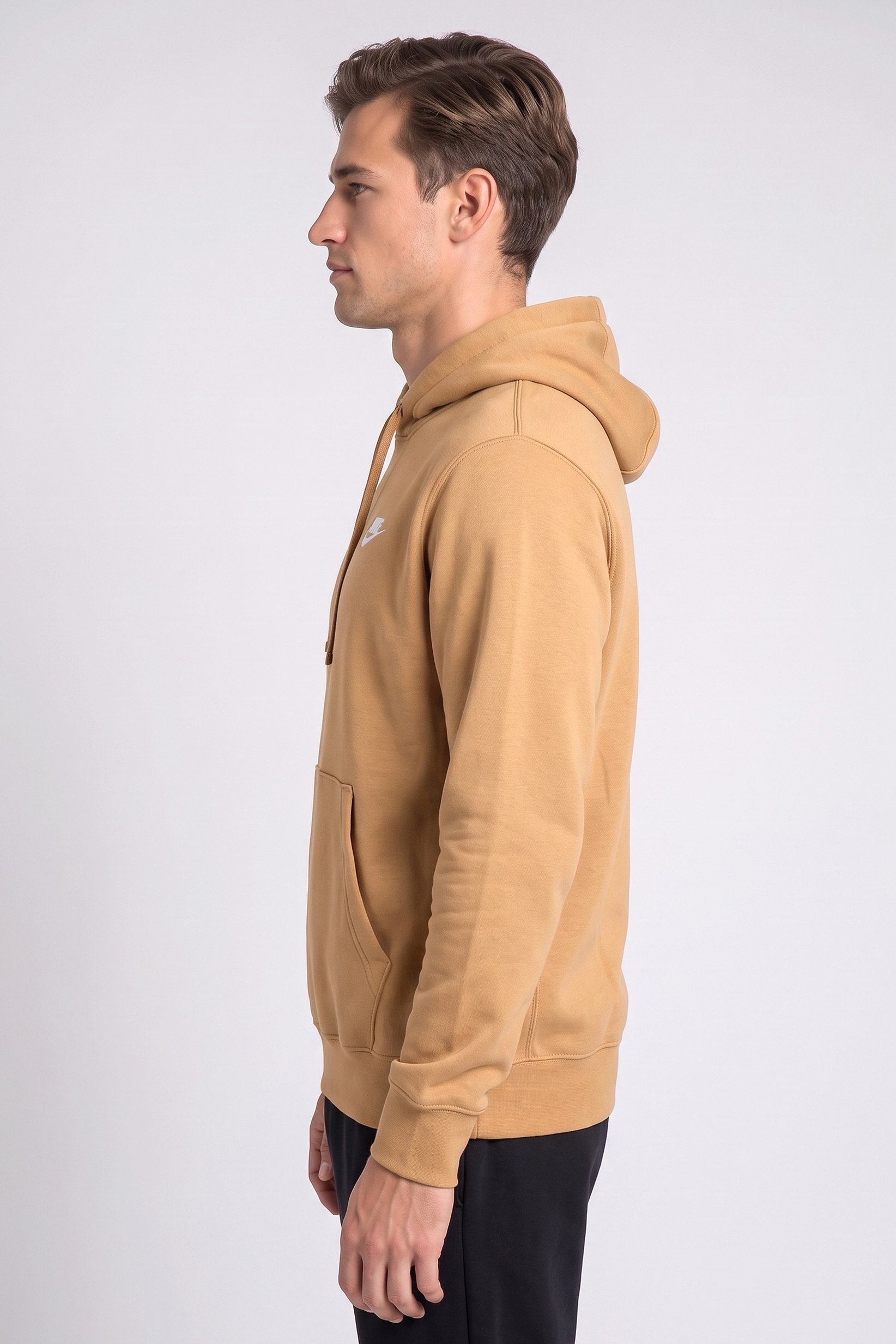Men Sportswear Fit Long Sleeves Outdoor Hoodie, Dark Khaki