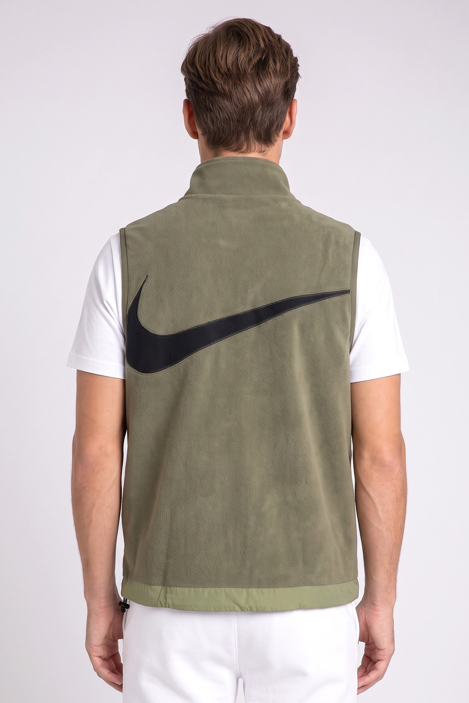 Men Sportswear Fit Sleeveless Full Zip Outdoor Vest Jacket, Olive