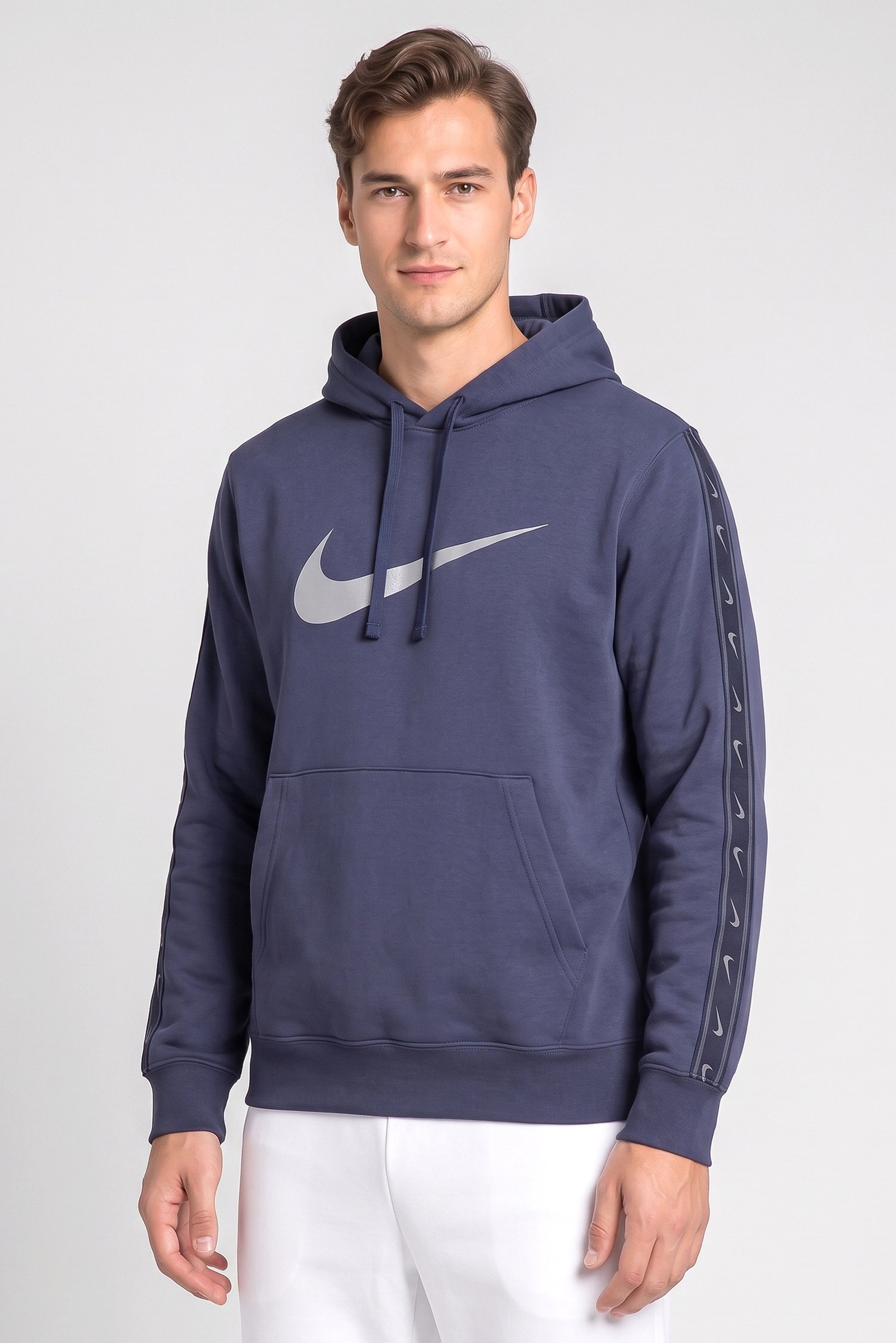 Men Sportswear Fit Long Sleeve Outdoor Hoodie, Slate Blue