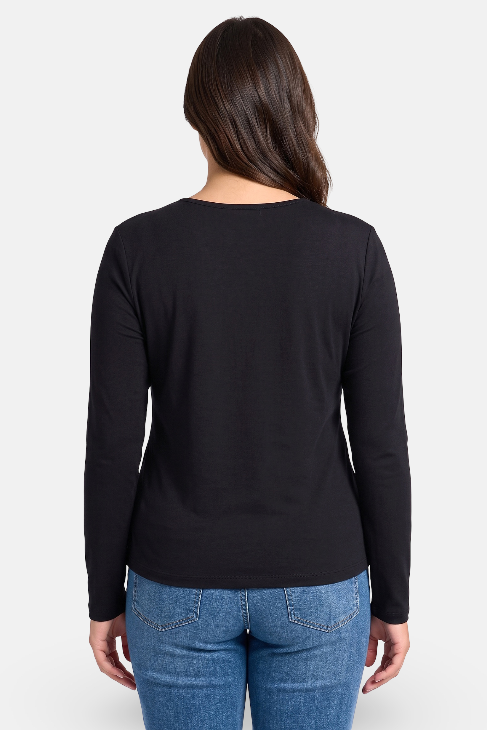 Women Twist Neck Long Sleeve Solid Top, Black