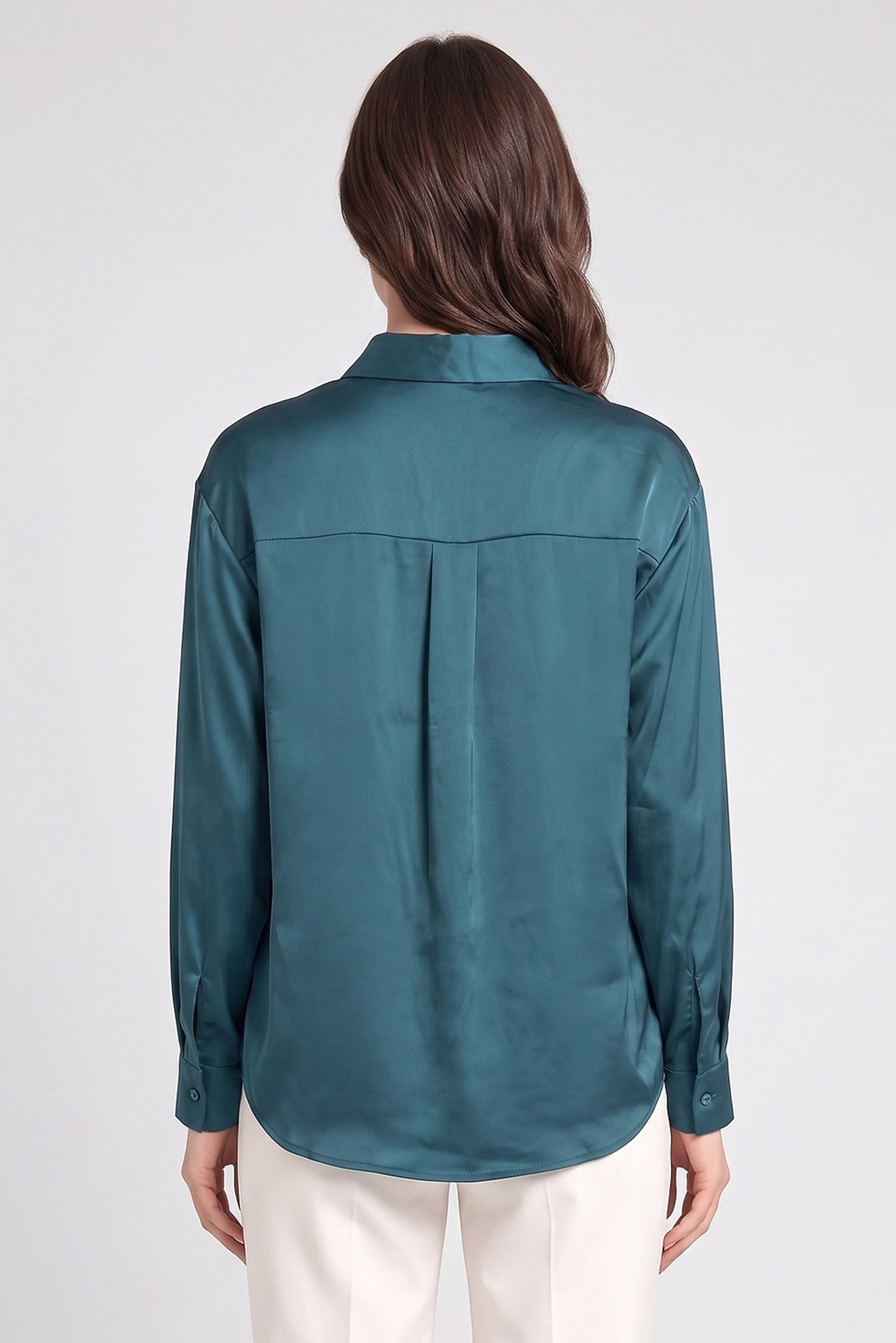 Women Regular Fit Long Sleeve Solid Shirt, Emerald Green