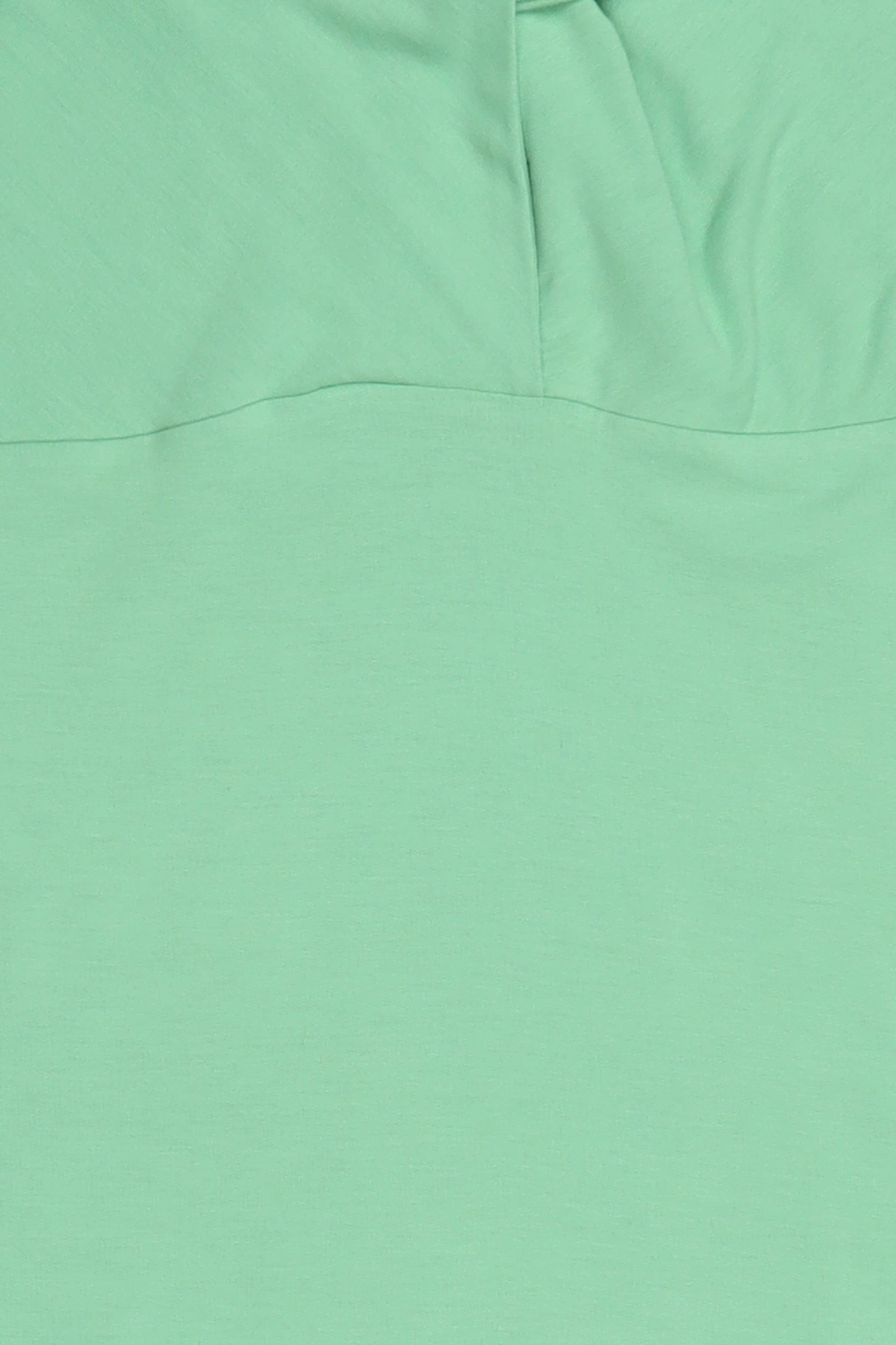 Women V Neck Plain Short Sleeve Top, Light Green