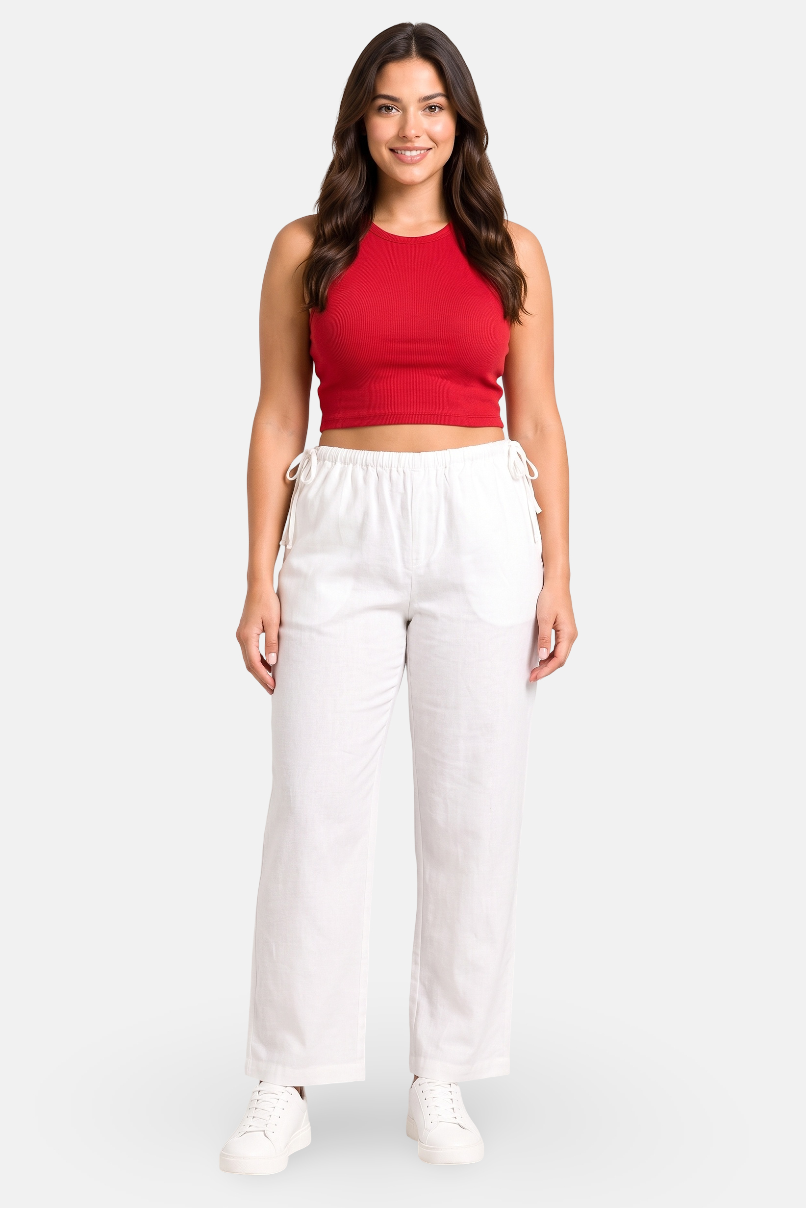 Women Regular Fit Solid Wide Leg Pants, White