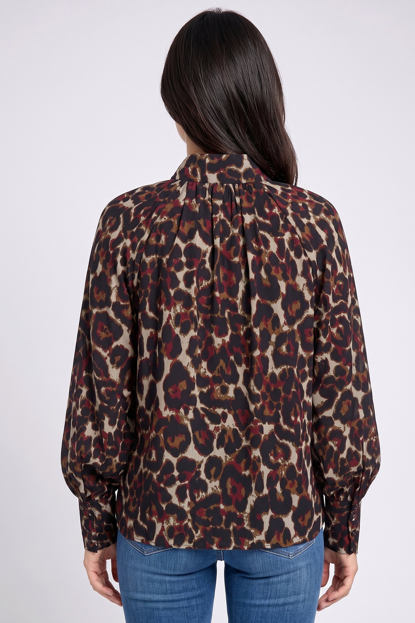Women Mock Neck Allover Print Long Sleeve Top, Multicolor