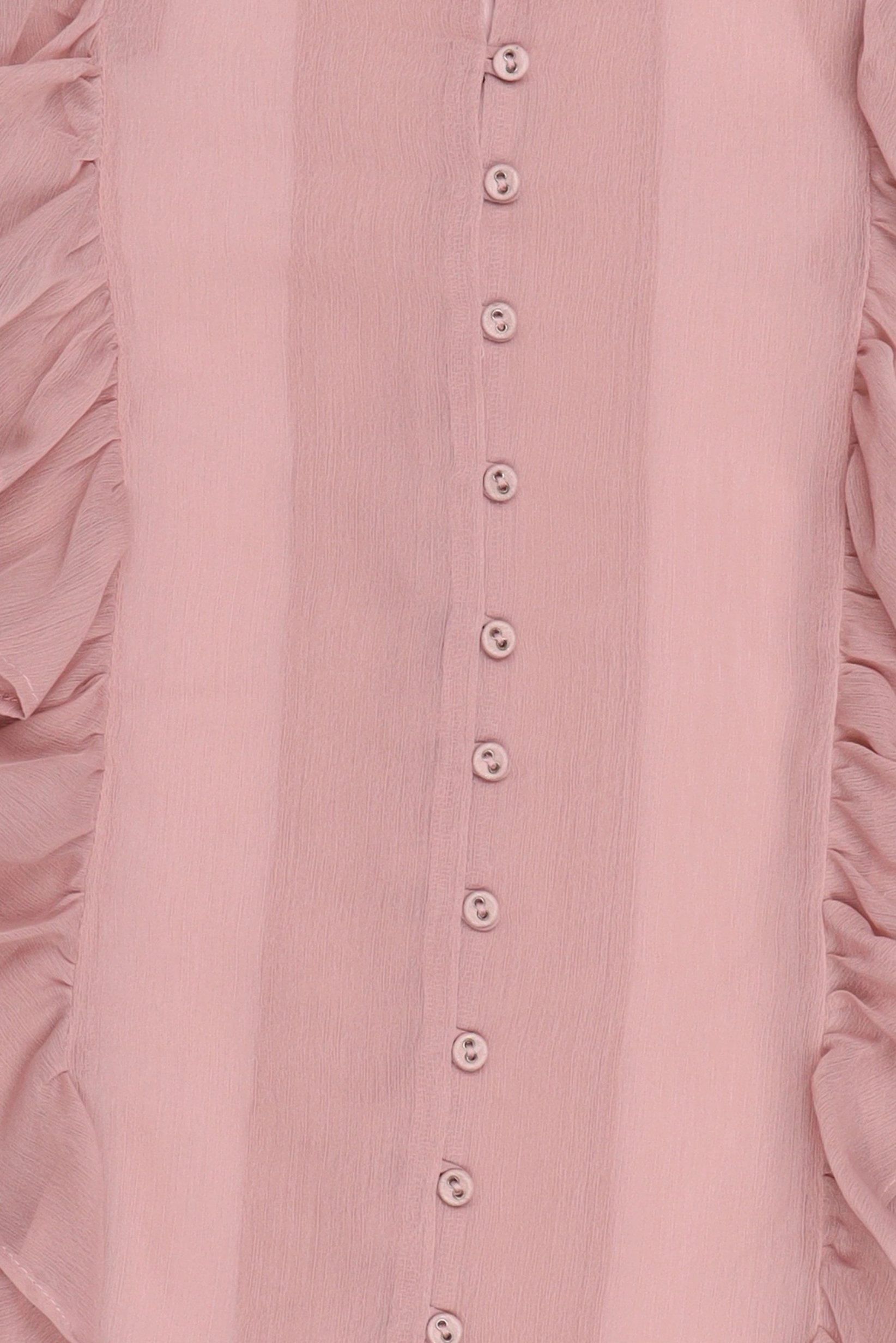 Women Round Neck Long Sleeve Textured Blouse, Blush Pink