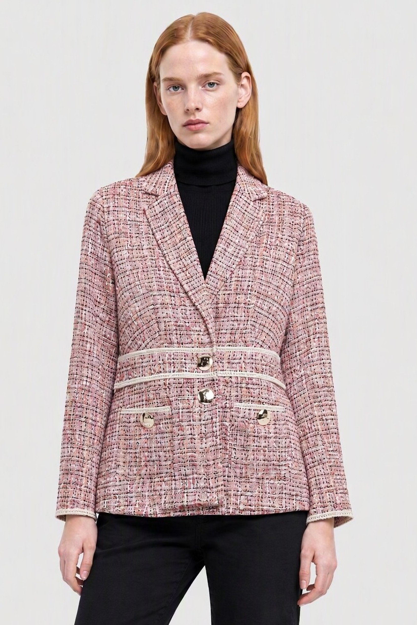 Women Regular Fit Textured Long Sleeve Blazer, Multicolor