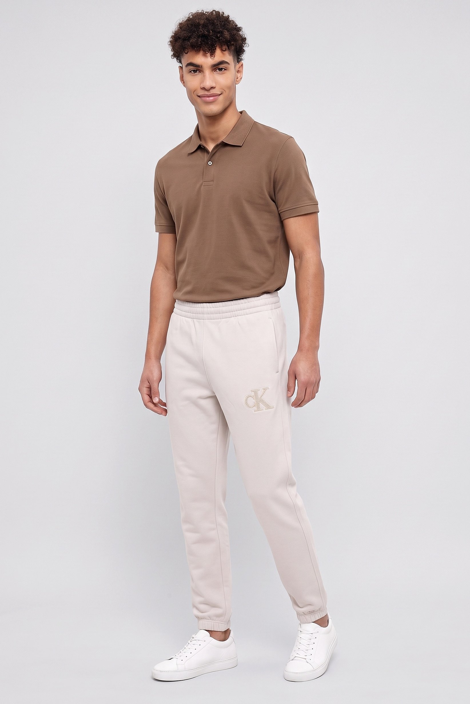 Calvin Klein Jeans Men Regular Fit Embroidered Logo Sweatpants, Off White
