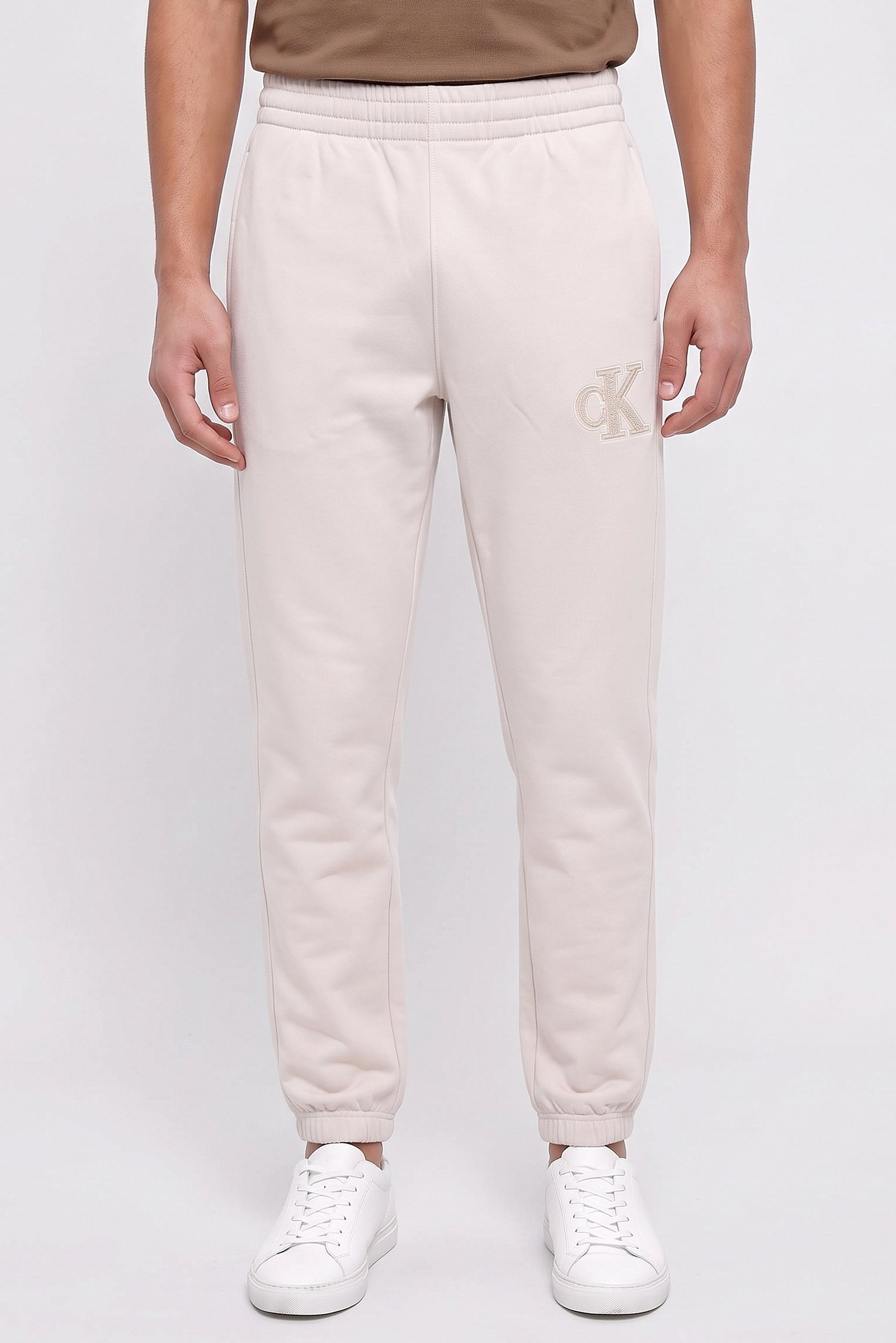 Calvin Klein Jeans Men Regular Fit Embroidered Logo Sweatpants, Off White