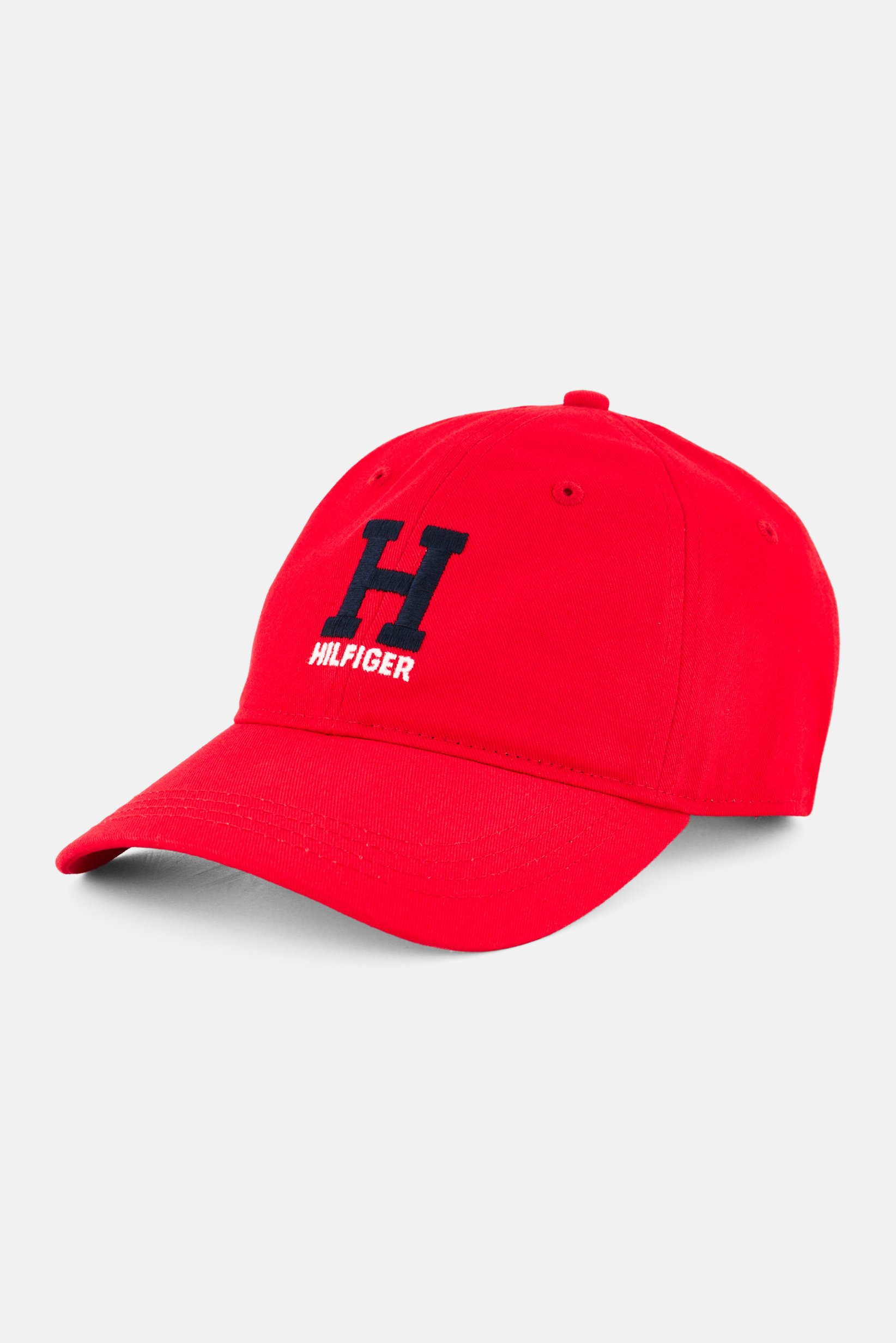 Men Embroidered Logo Adjustable Buckle Closure Cap, Red