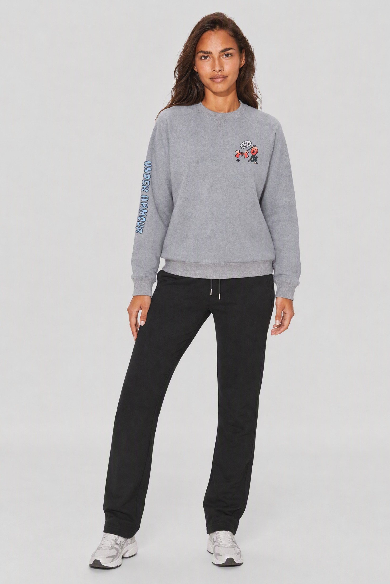 Women Loose Fit Long Sleeve Outdoor Sweatshirt, Grey