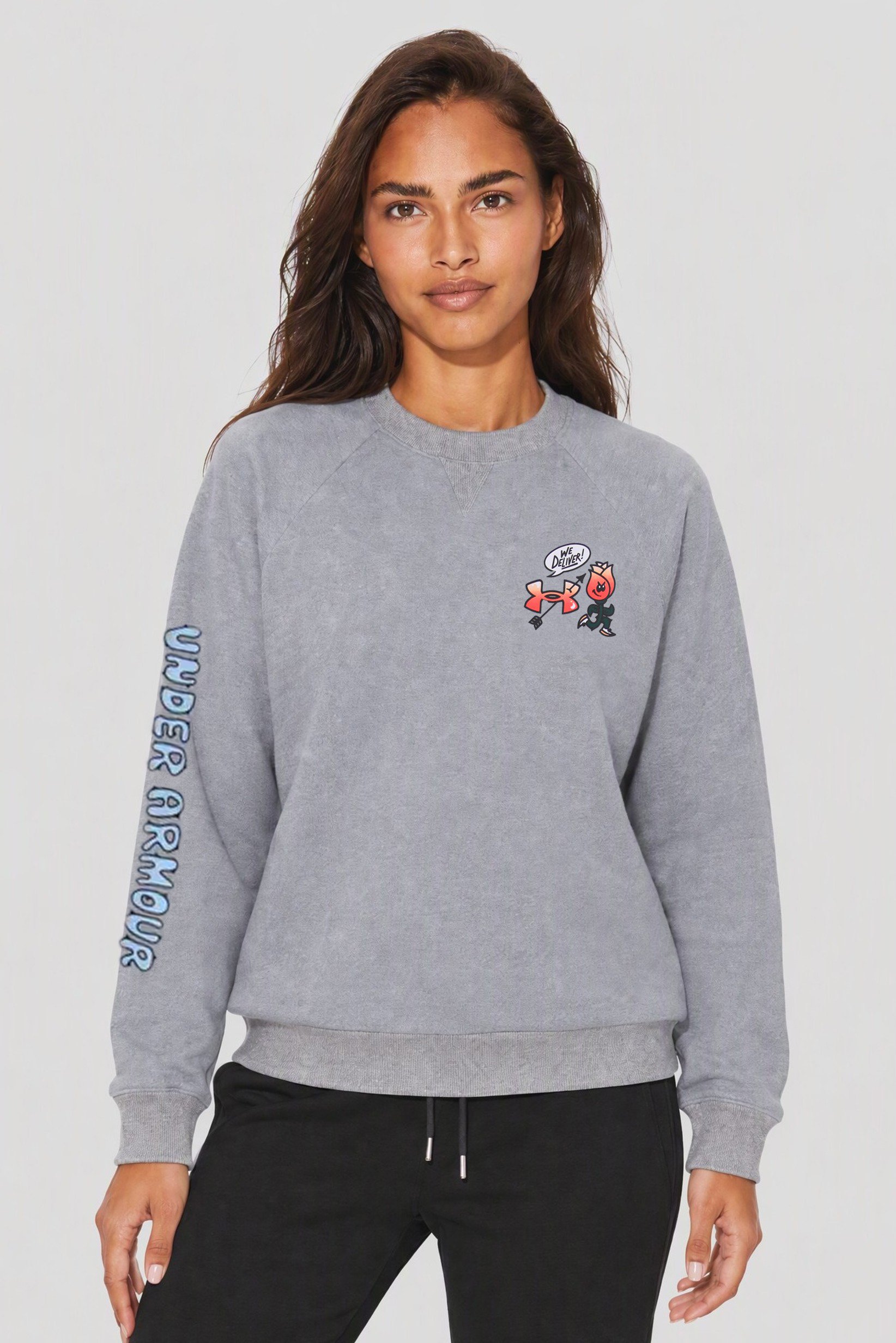 Women Loose Fit Long Sleeve Outdoor Sweatshirt, Grey