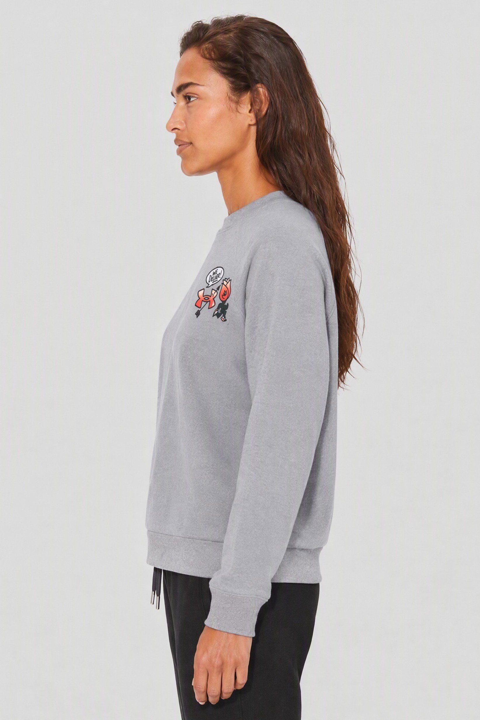 Women Loose Fit Long Sleeve Outdoor Sweatshirt, Grey
