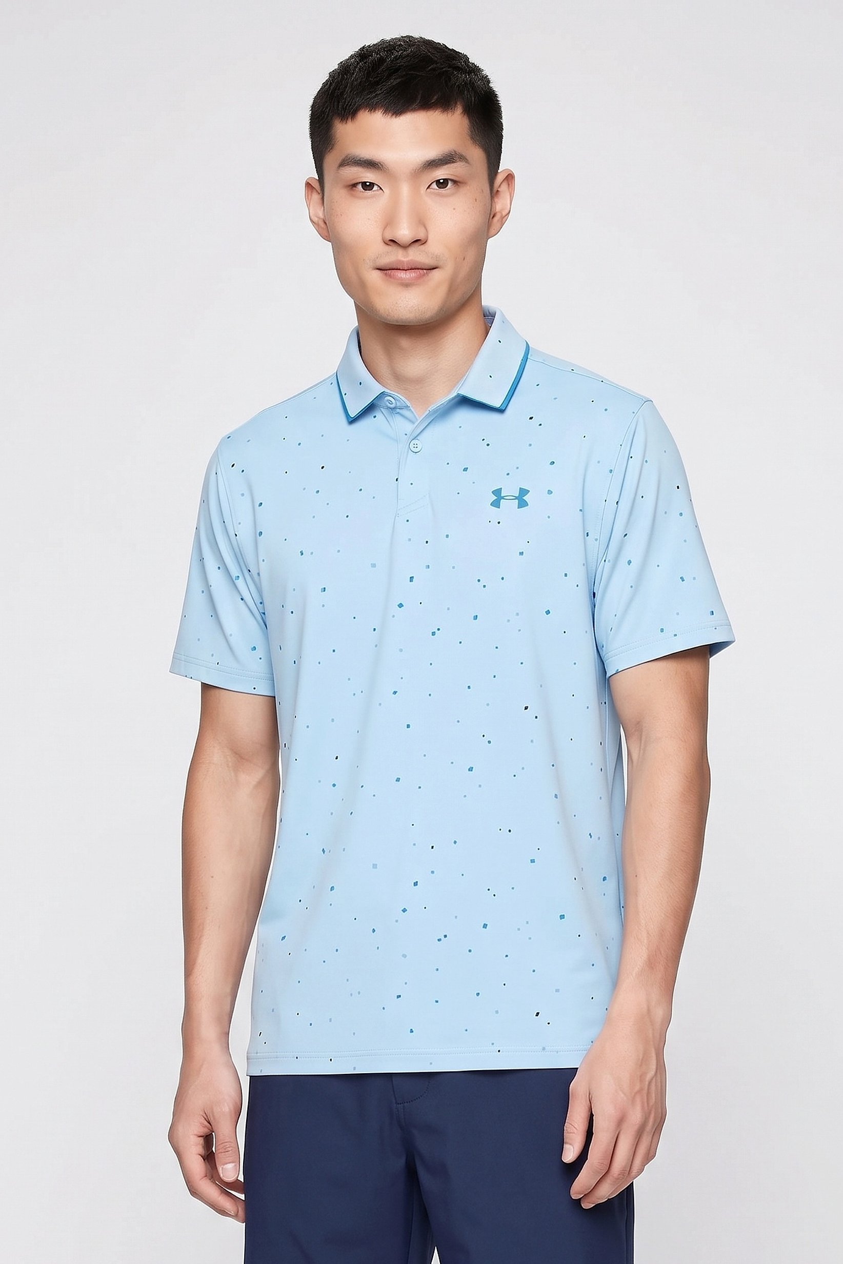 Men Loose Fit Short Sleeve Outdoor Polo Shirt, Light Blue