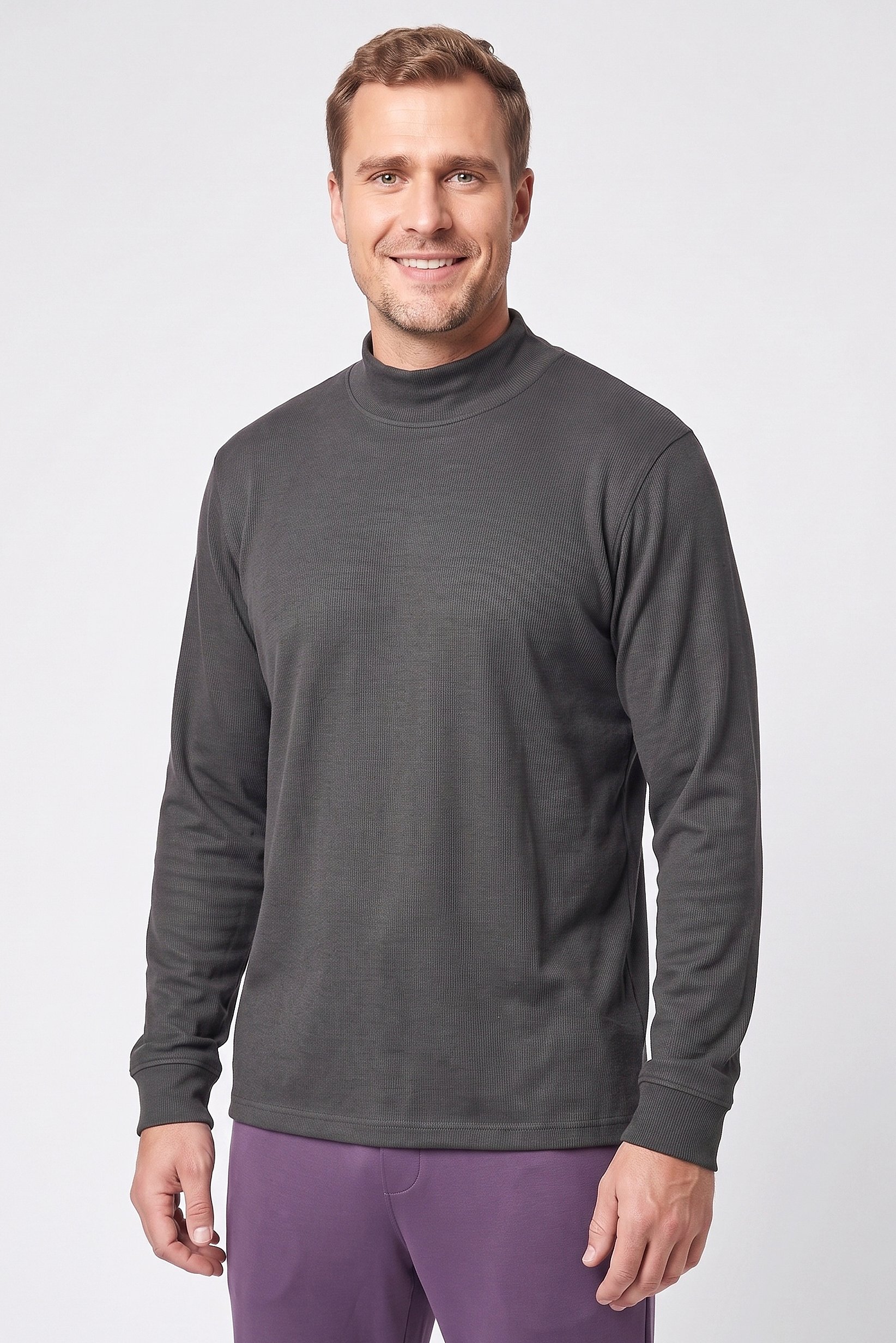 Men Sportswear Fit Long Sleeve Outdoor Sweatshirt, Dark Grey