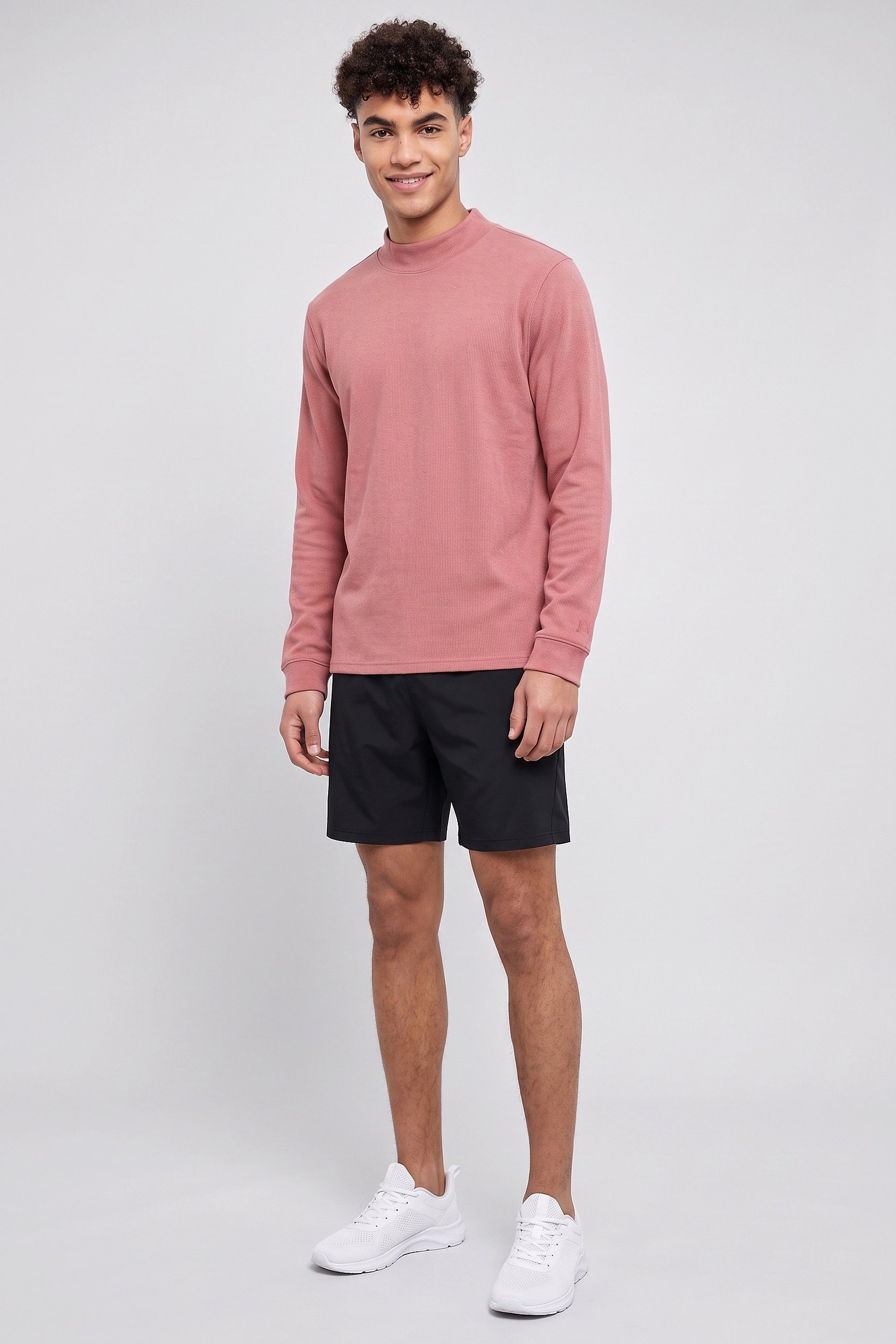 Men Sportswear Fit Long Sleeve Outdoor Sweatshirt, Dark Coral
