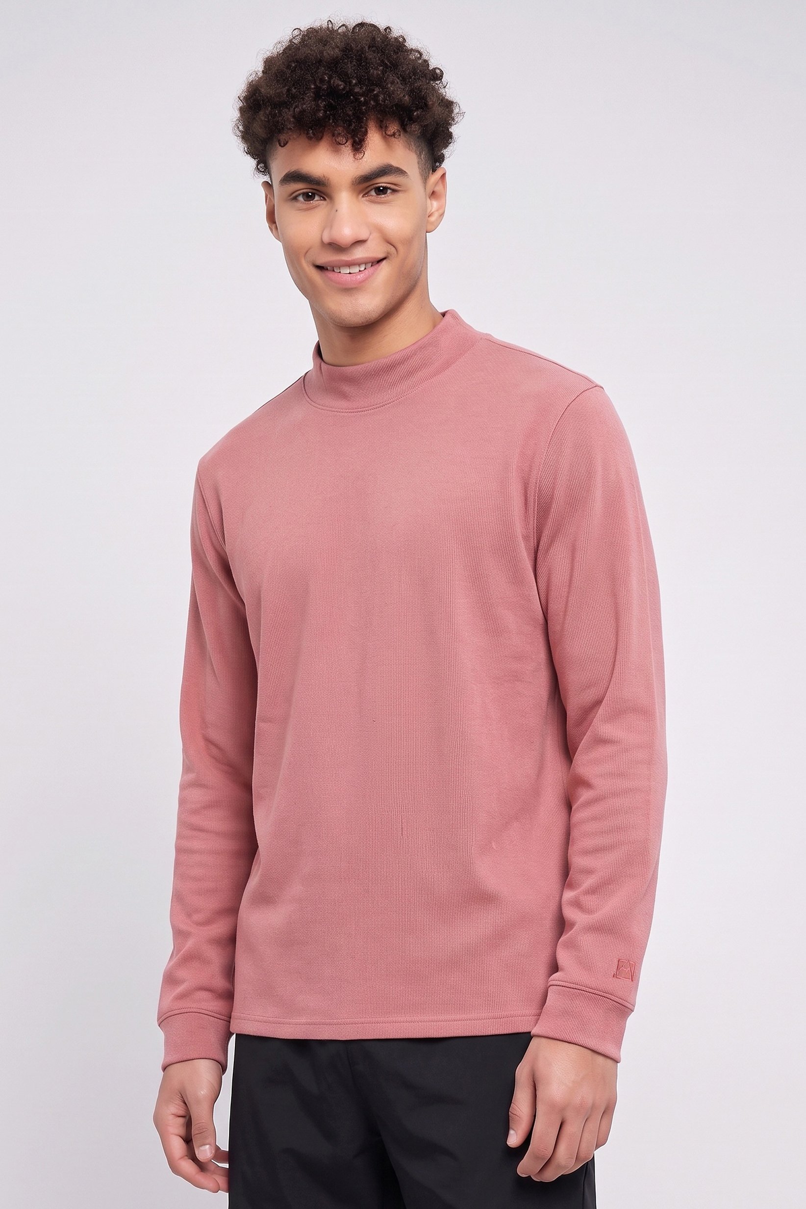 Men Sportswear Fit Long Sleeve Outdoor Sweatshirt, Dark Coral
