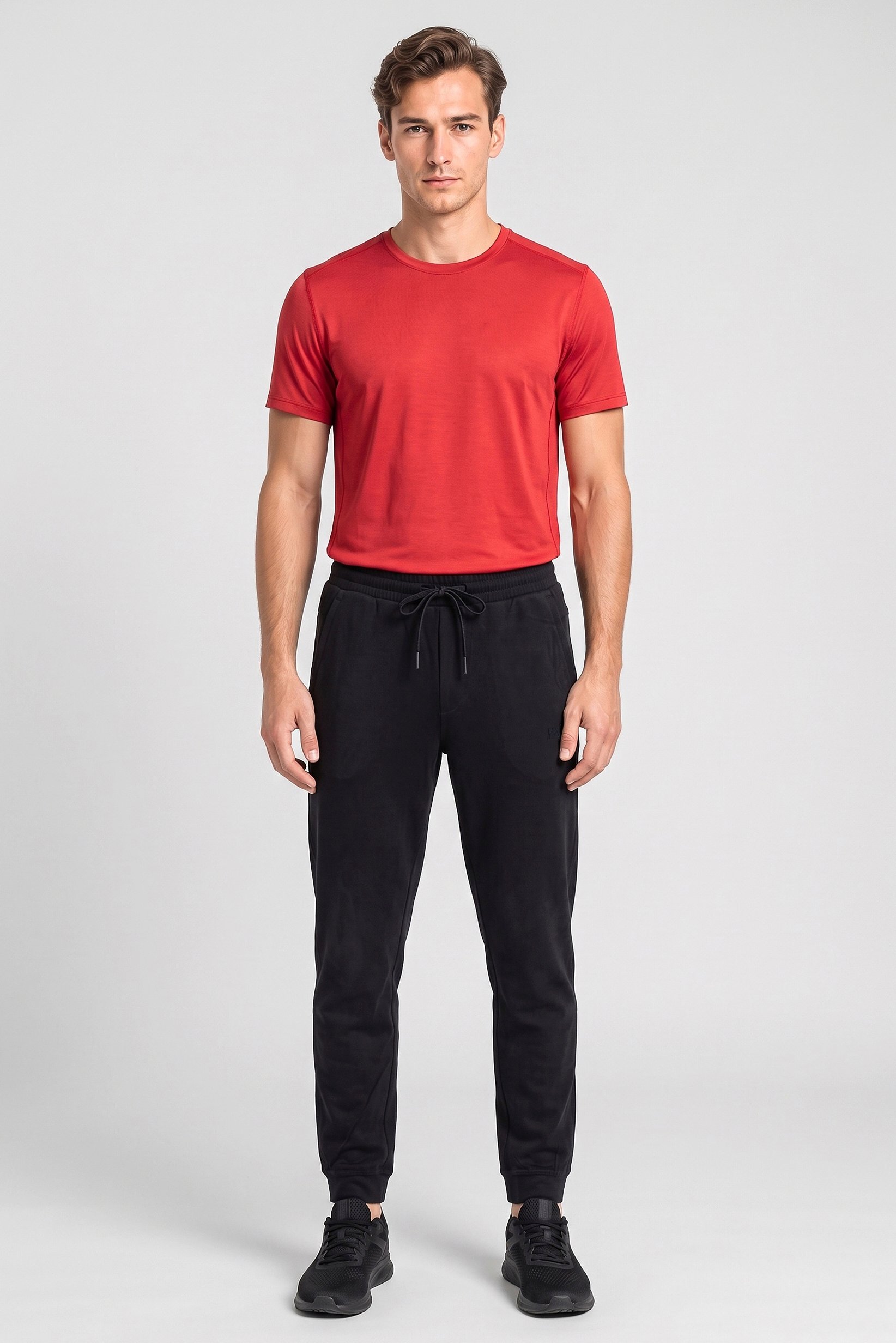 Men Sportswear Fit Brand Logo Outdoor Sweatpants, Black