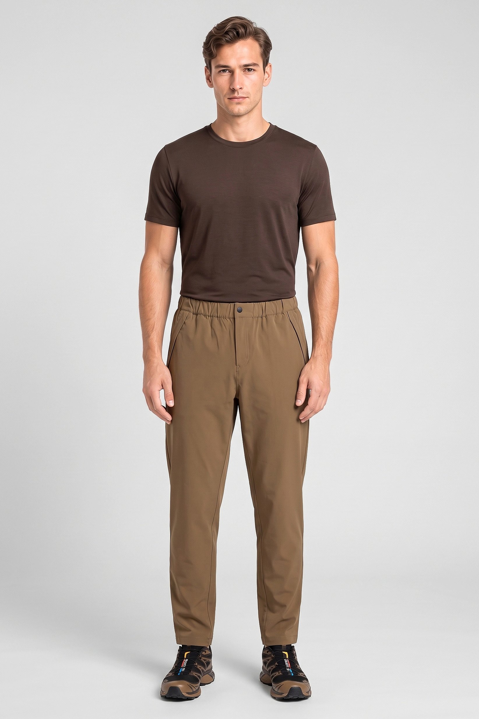Men Sportswear Fit Training Track Pants, Taupe