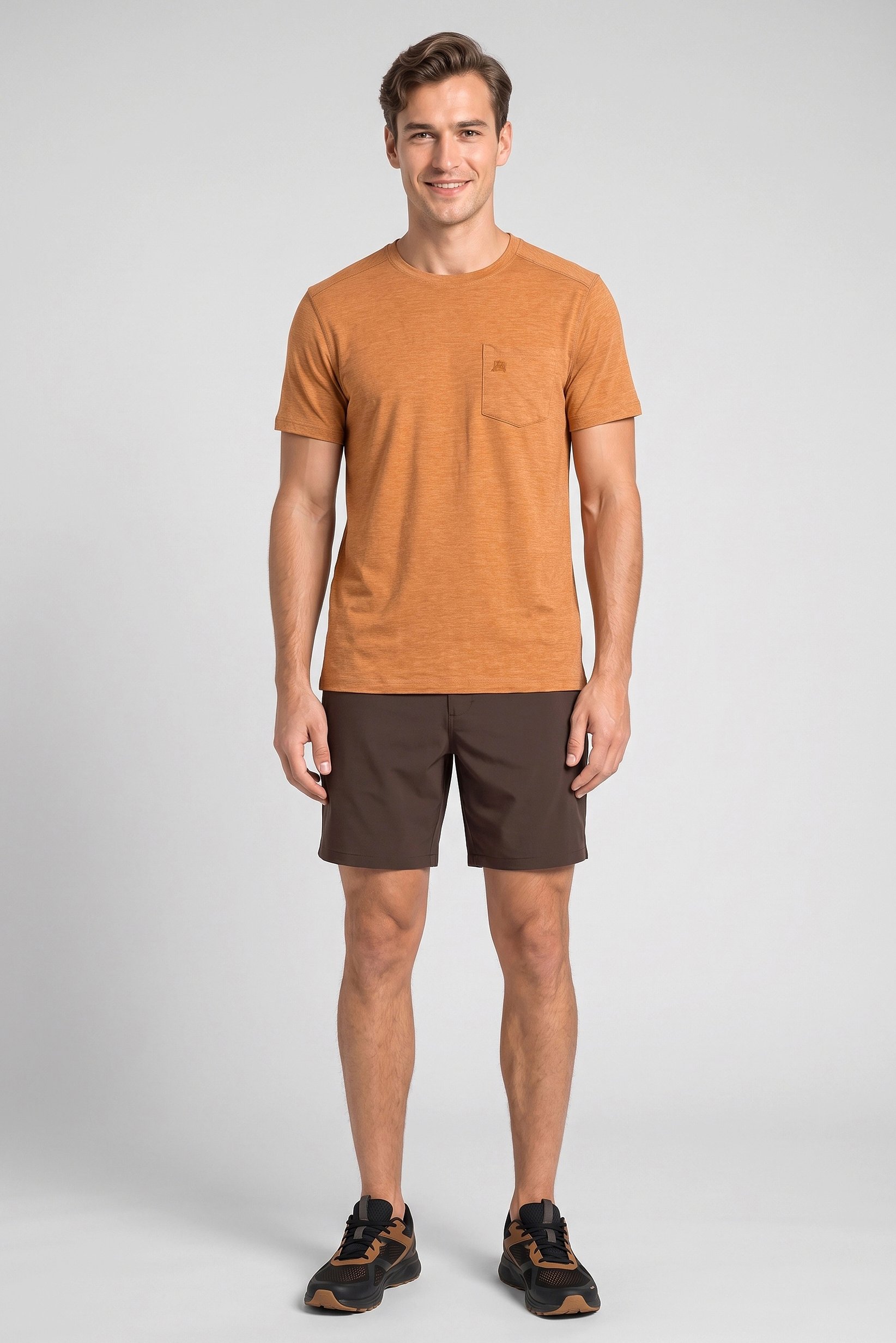 Men Sportswear Fit Short Sleeve Outdoor T-Shirt, Heather Rust