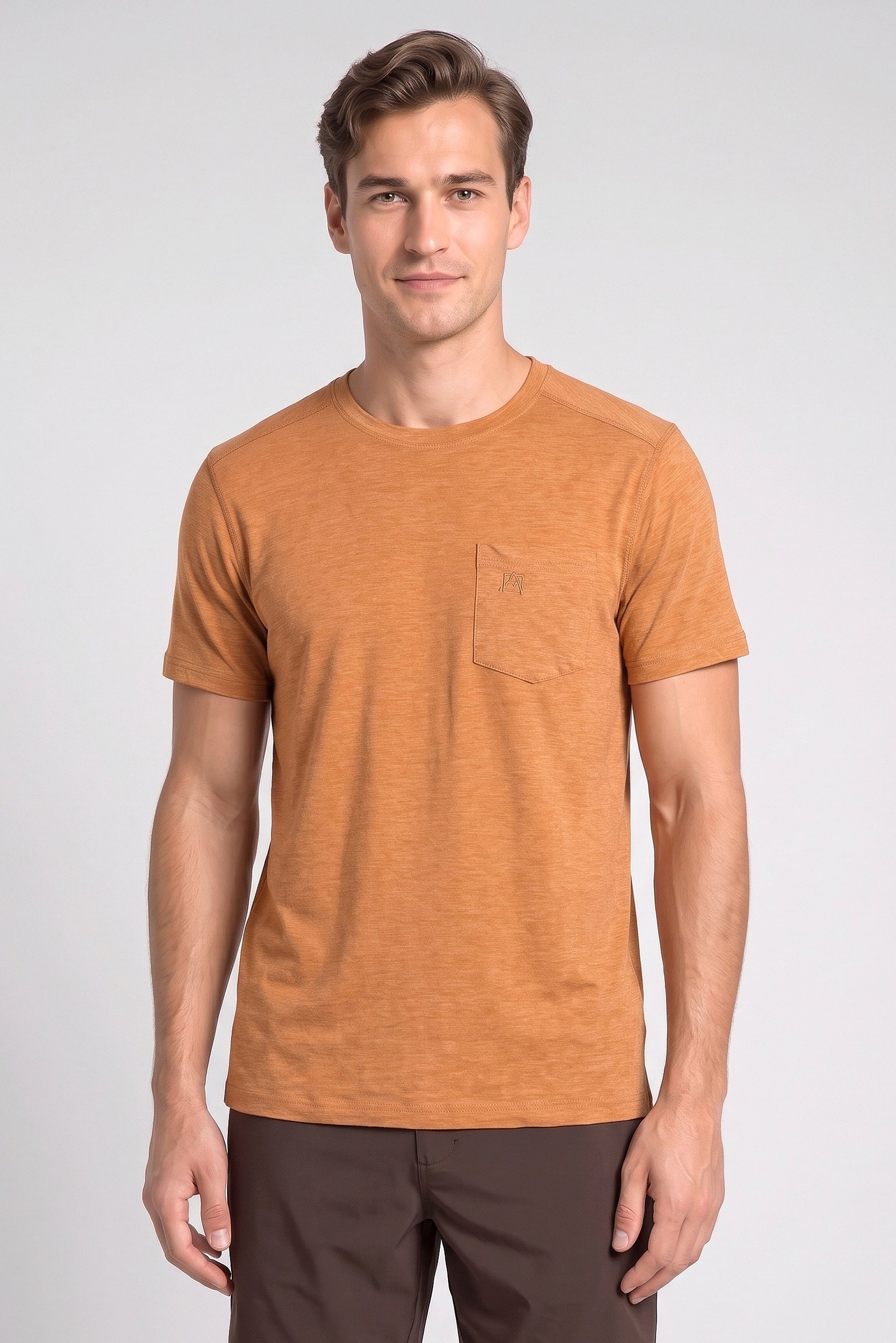 Men Sportswear Fit Short Sleeve Outdoor T-Shirt, Heather Rust