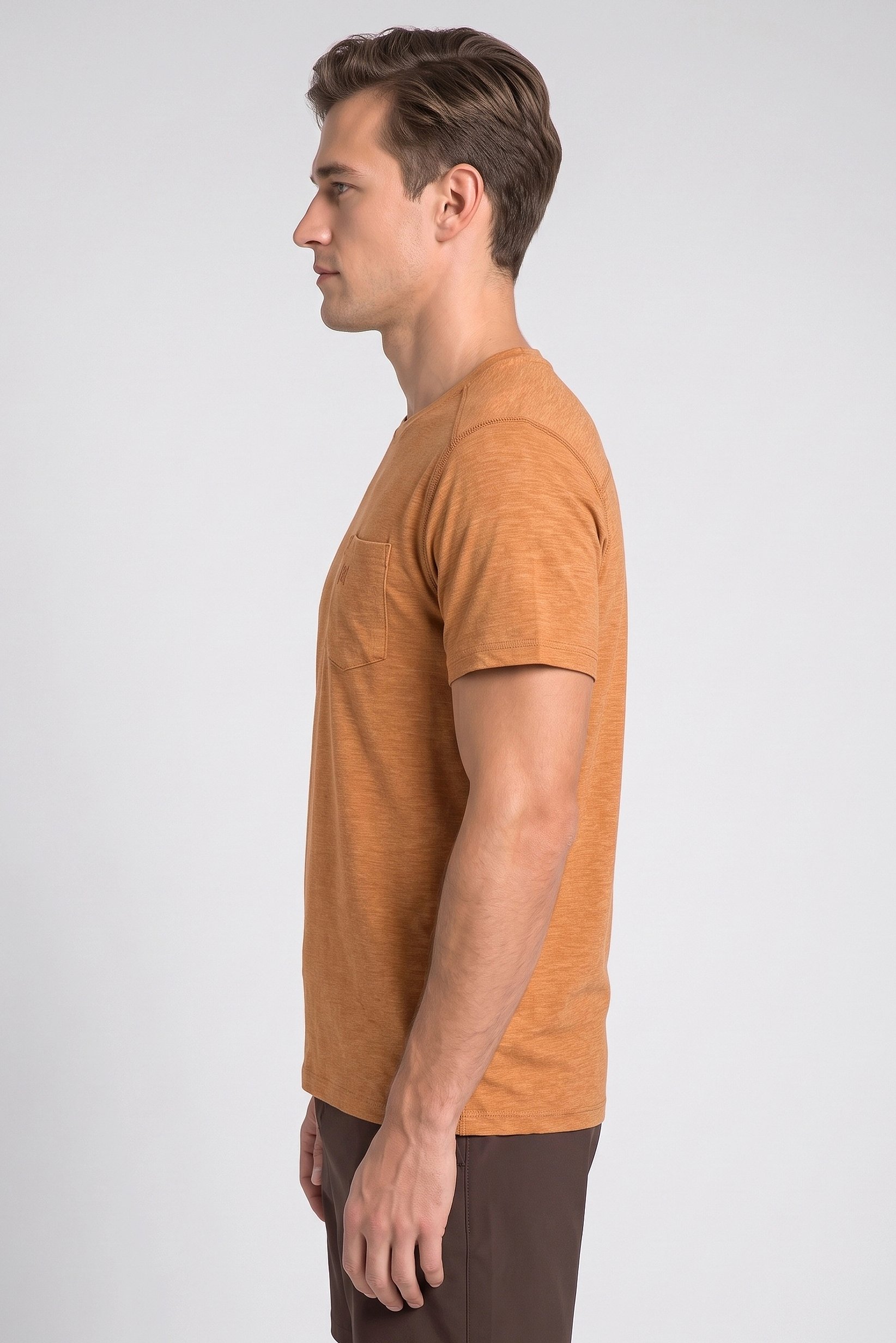 Men Sportswear Fit Short Sleeve Outdoor T-Shirt, Heather Rust