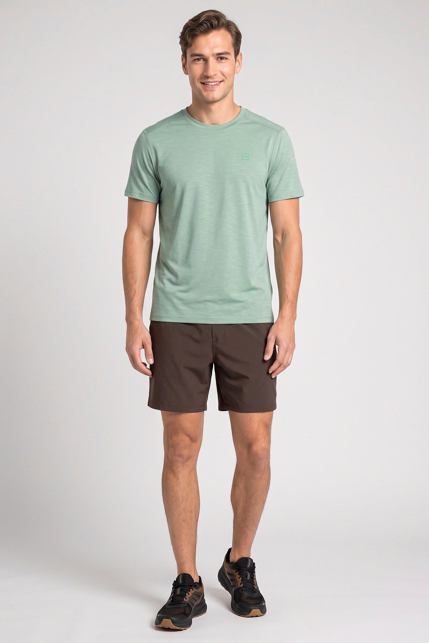 Men Sportswear Fit Short Sleeve Outdoor T-Shirt, Sage Green