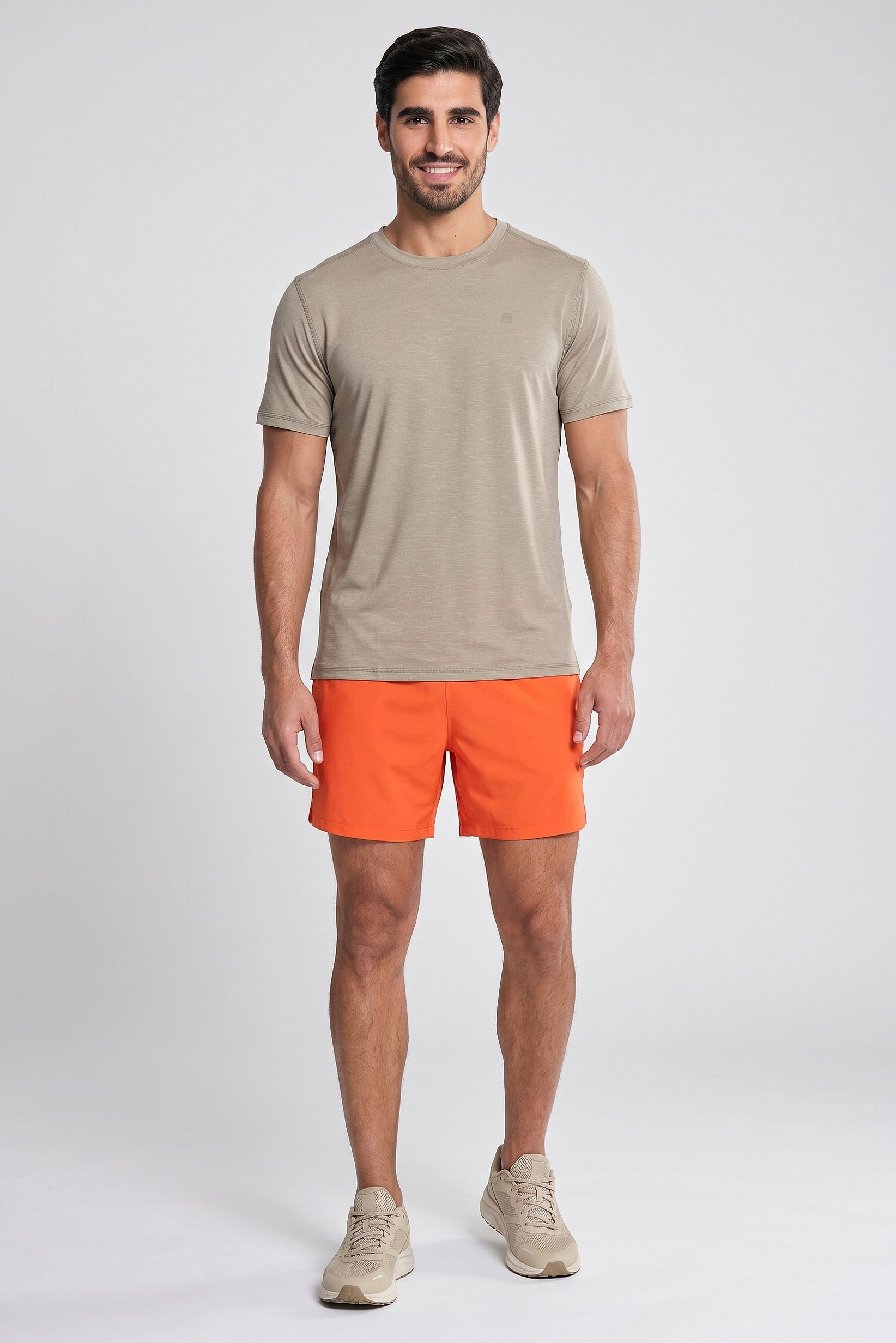 Men Sportswear Fit Short Sleeve Outdoor T-Shirt, Taupe