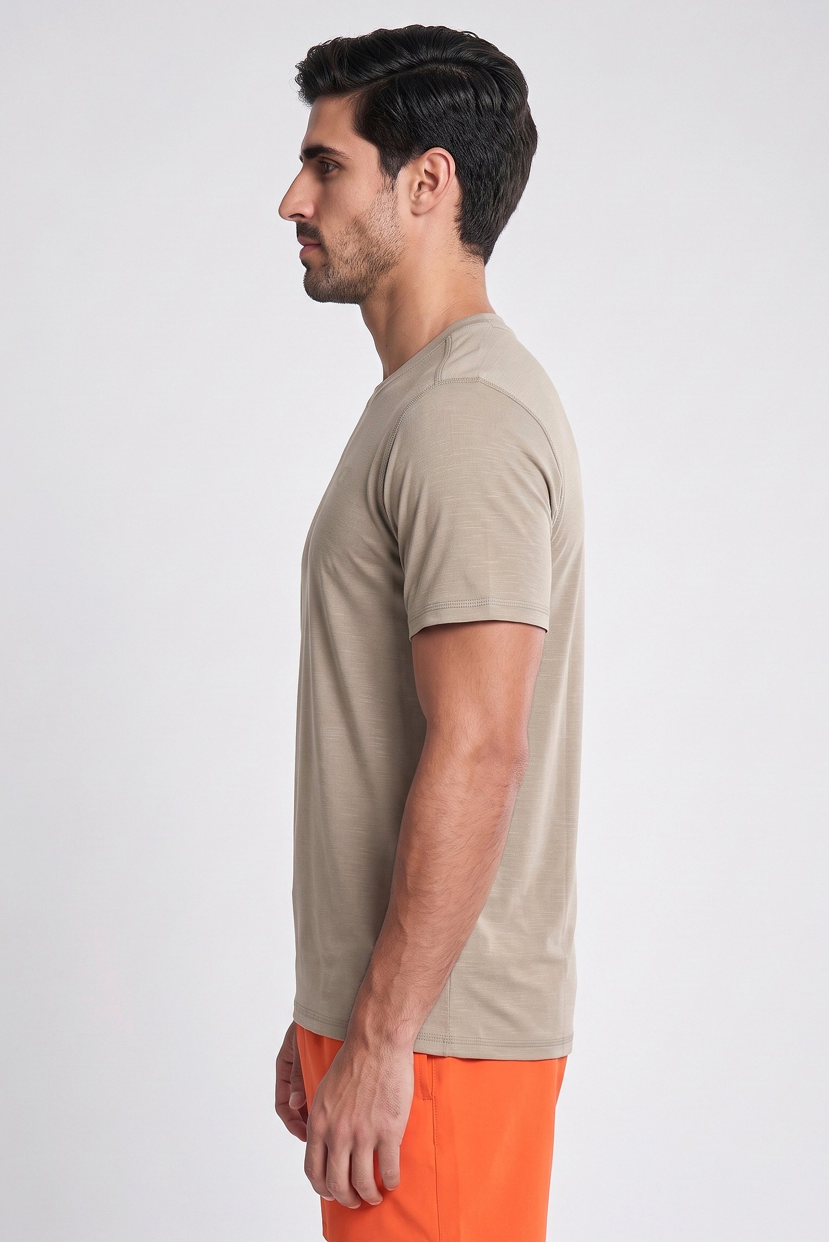 Men Sportswear Fit Short Sleeve Outdoor T-Shirt, Taupe