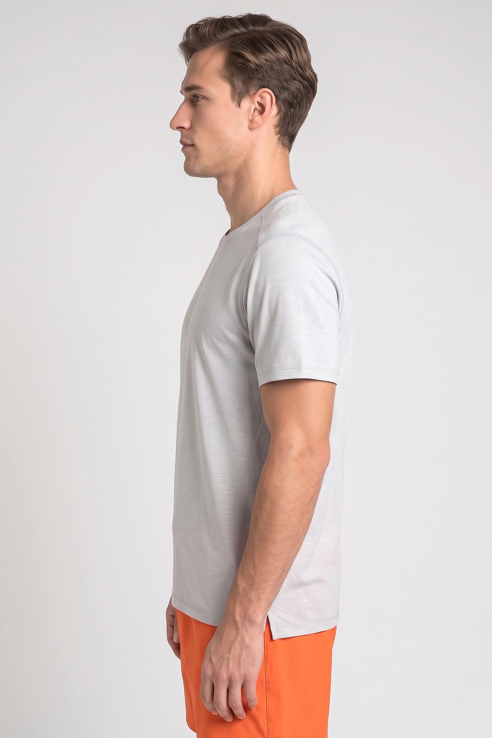 Men Sportswear Fit Short Sleeve Outdoor T-Shirt, Light Grey